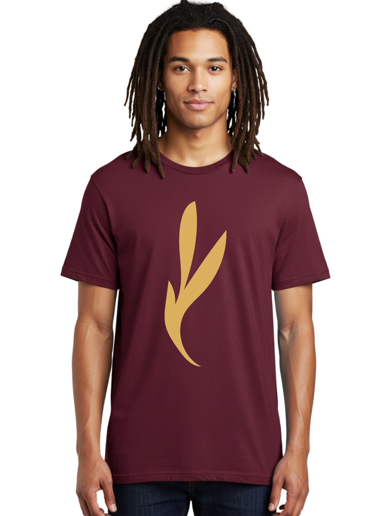 Curved-Leaf Men'S Graphic Tee, 100% Cotton, Comfortable Casual Summer Wear, Machine Washable, Orange Abstract Leaf, Simple Design, Minimalist Art, Stylized Foliage, Modern Graphic, Creative Illustration, Abstract Shape, Digital Art Aae008 22