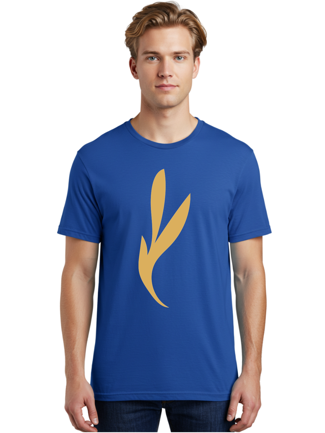 Curved-Leaf Men'S Graphic Tee, 100% Cotton, Comfortable Casual Summer Wear, Machine Washable, Orange Abstract Leaf, Simple Design, Minimalist Art, Stylized Foliage, Modern Graphic, Creative Illustration, Abstract Shape, Digital Art Aae008 2