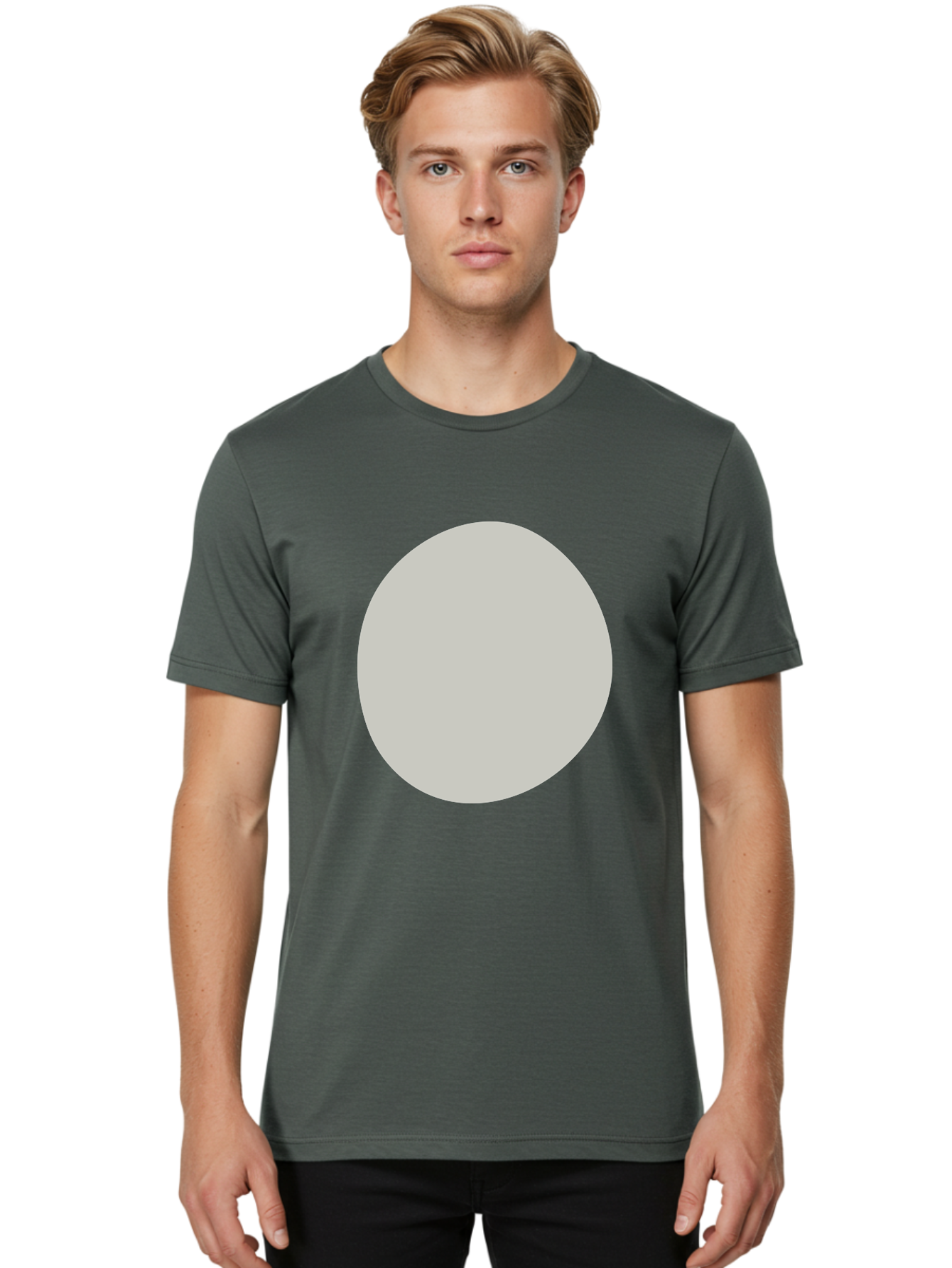 Gray-Circle Men'S Graphic Tee, 100% Cotton, Comfortable Casual Summer Wear, Machine Washable, Gray Circle, Simple Shape, Minimalist Design, Abstract Art, Geometric Figure, Modern Aesthetic, Clean Lines Aae023 14