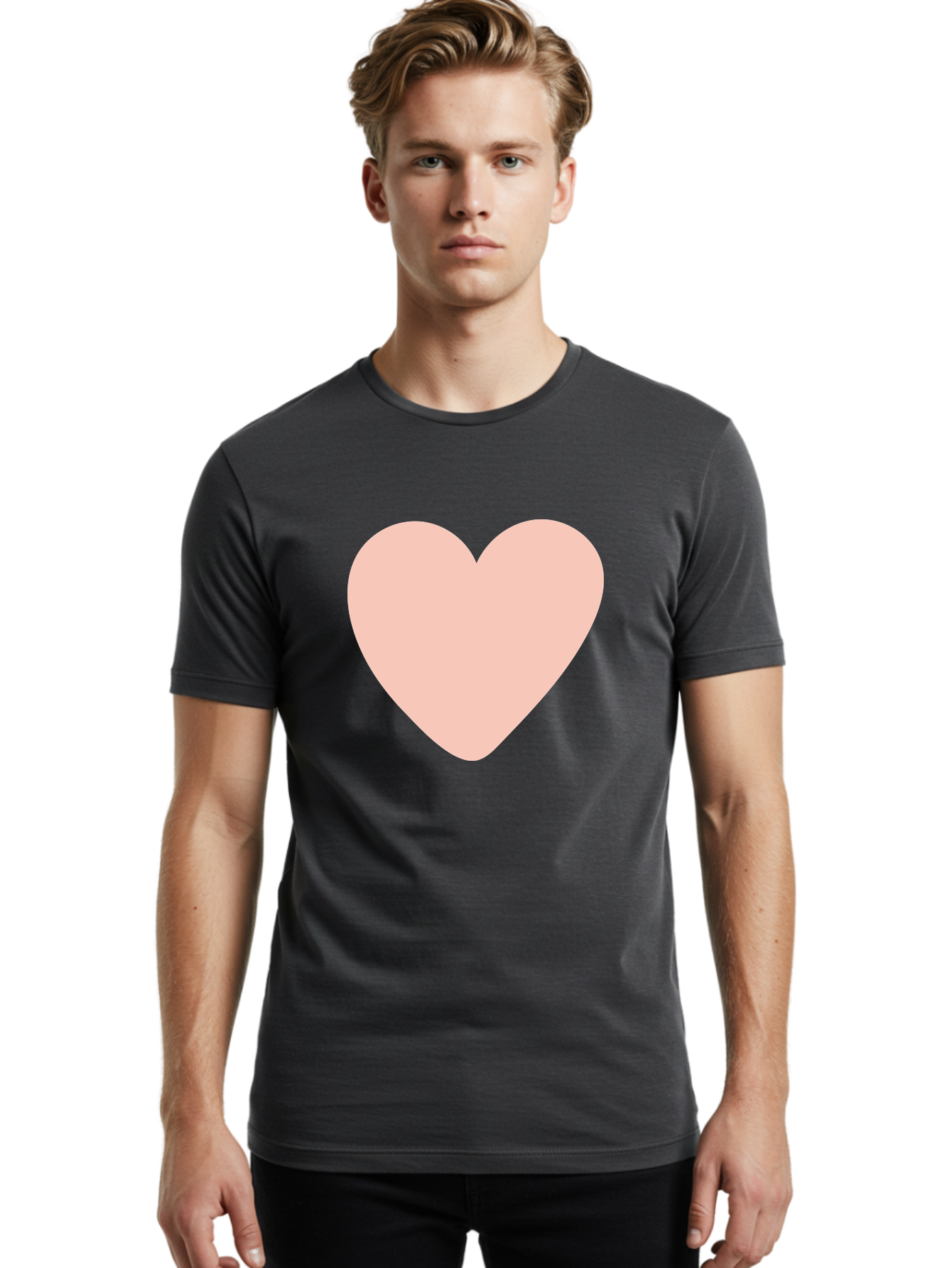 Heart Men'S Graphic Tee, 100% Cotton, Comfortable Casual Summer Wear, Machine Washable, Heart Symbol, Love Icon, Pink Heart, Digital Art, Minimalist Design, Simple Shape, Heart Illustration, Love Symbol Aae025 8