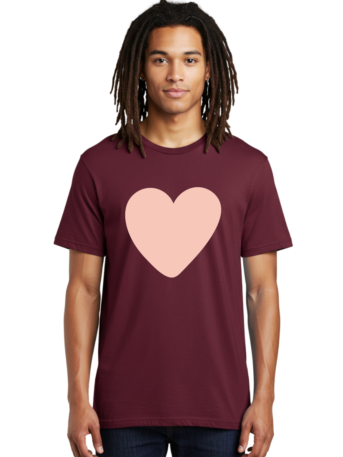 Heart Men'S Graphic Tee, 100% Cotton, Comfortable Casual Summer Wear, Machine Washable, Heart Symbol, Love Icon, Pink Heart, Digital Art, Minimalist Design, Simple Shape, Heart Illustration, Love Symbol Aae025 2