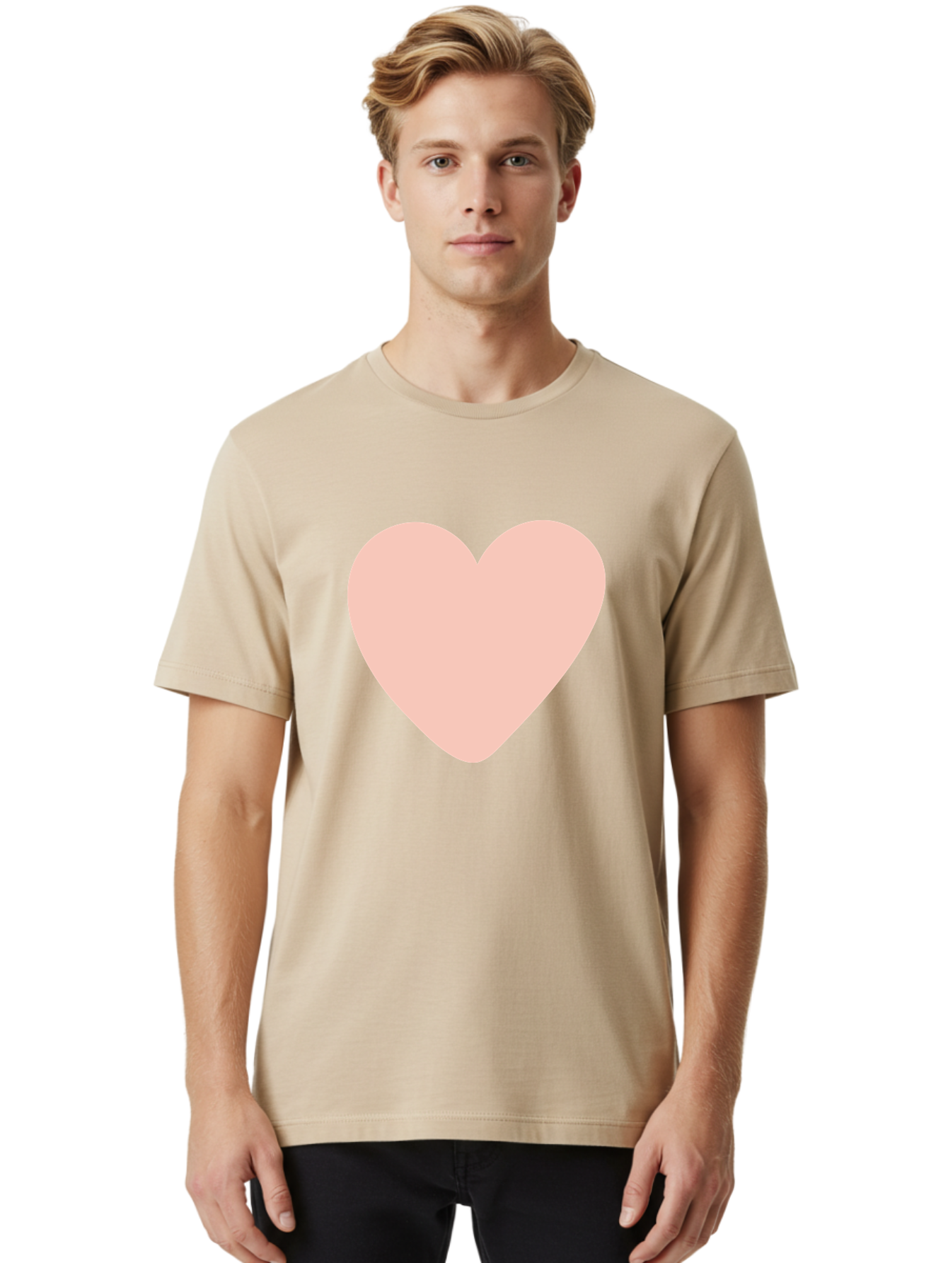Heart Men'S Graphic Tee, 100% Cotton, Comfortable Casual Summer Wear, Machine Washable, Heart Symbol, Love Icon, Pink Heart, Digital Art, Minimalist Design, Simple Shape, Heart Illustration, Love Symbol Aae025 24