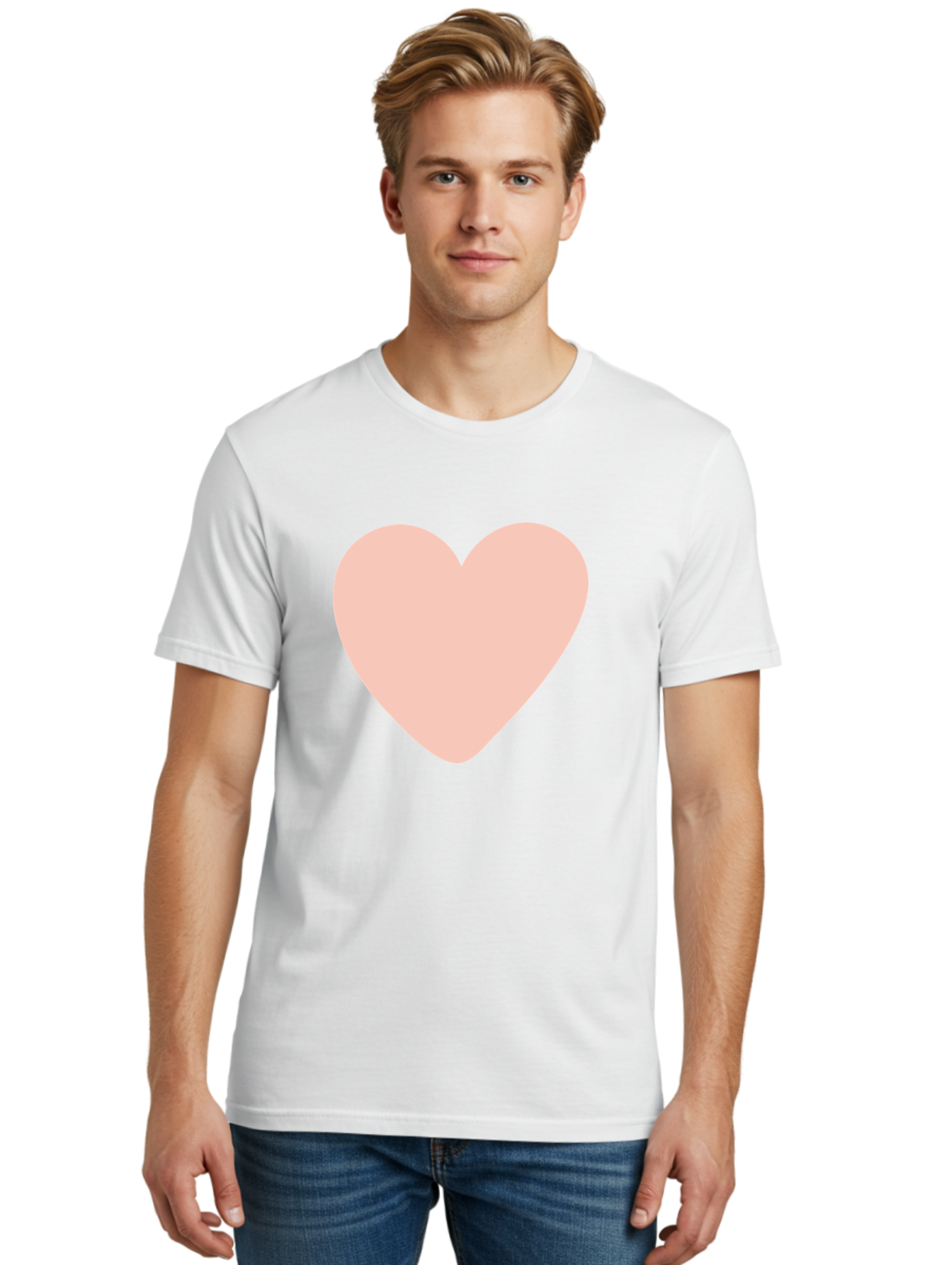 Heart Men'S Graphic Tee, 100% Cotton, Comfortable Casual Summer Wear, Machine Washable, Heart Symbol, Love Icon, Pink Heart, Digital Art, Minimalist Design, Simple Shape, Heart Illustration, Love Symbol Aae025 30