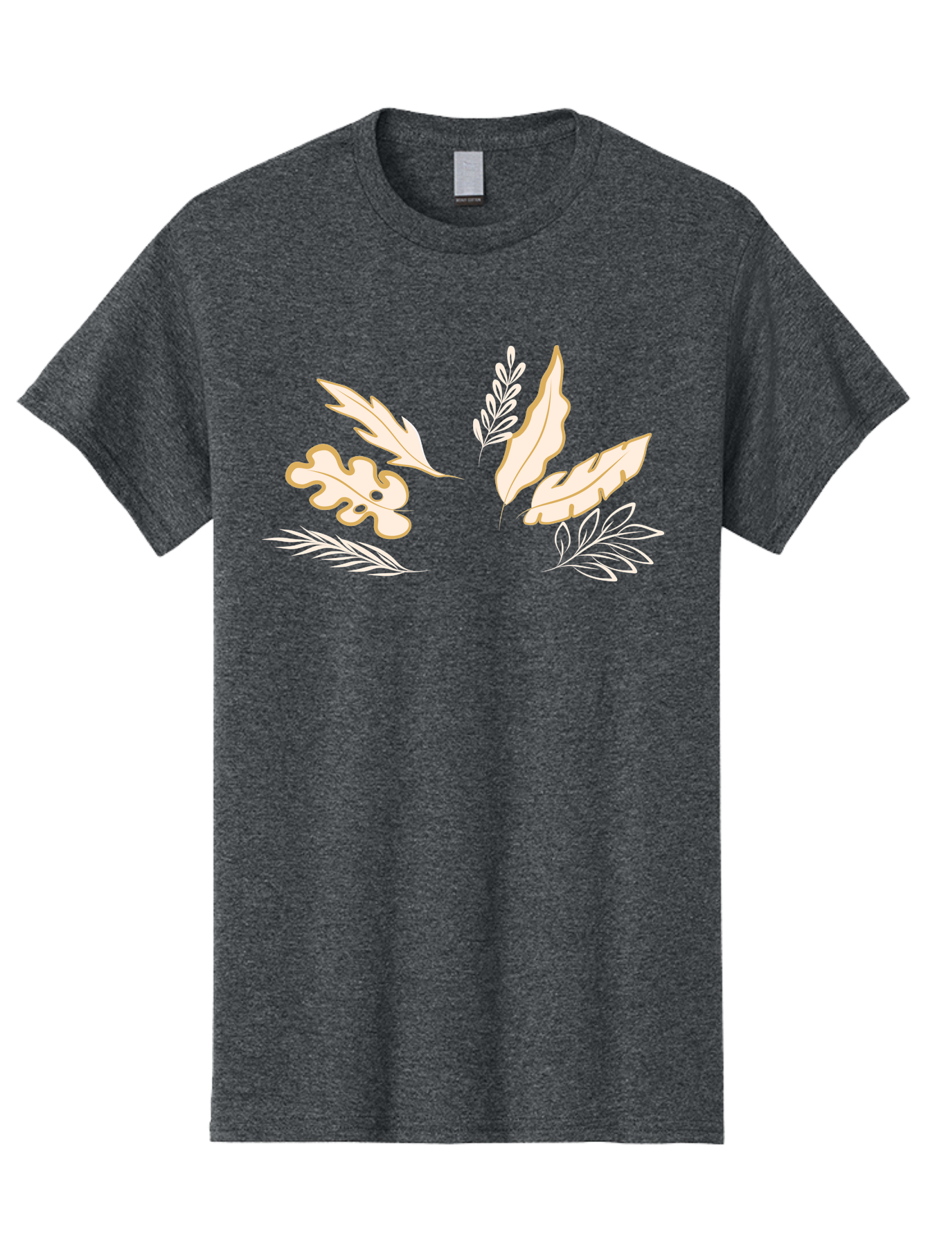 Leaves Men'S Graphic Tee, 100% Cotton, Comfortable Casual Summer Wear, Machine Washable, Illustrated Leaves, Leaf Designs, Foliage Art, Natural Elements, Botanical Graphics, Cream And White Leaves Aae027 25