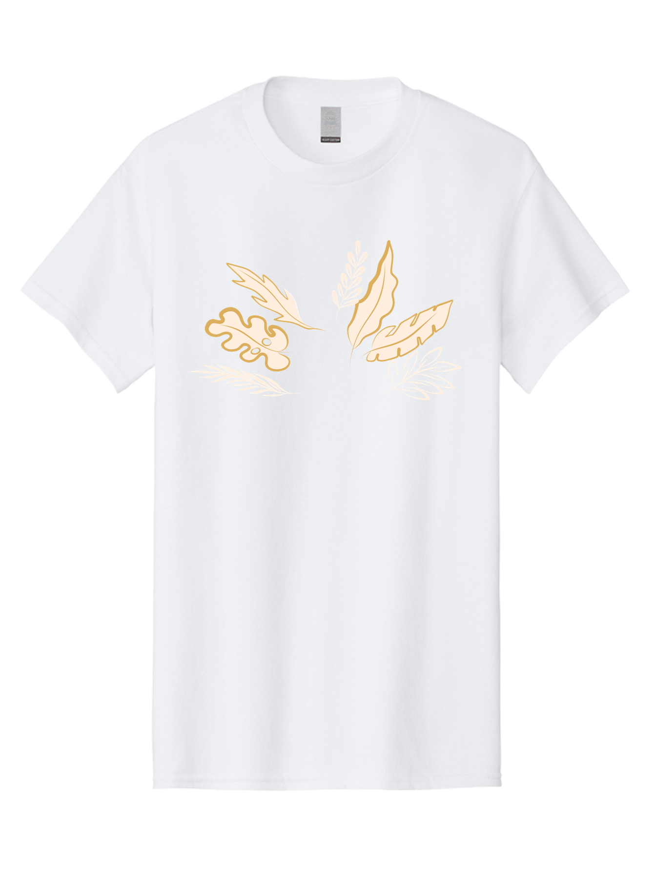 Leaves Men'S Graphic Tee, 100% Cotton, Comfortable Casual Summer Wear, Machine Washable, Illustrated Leaves, Leaf Designs, Foliage Art, Natural Elements, Botanical Graphics, Cream And White Leaves Aae027 1