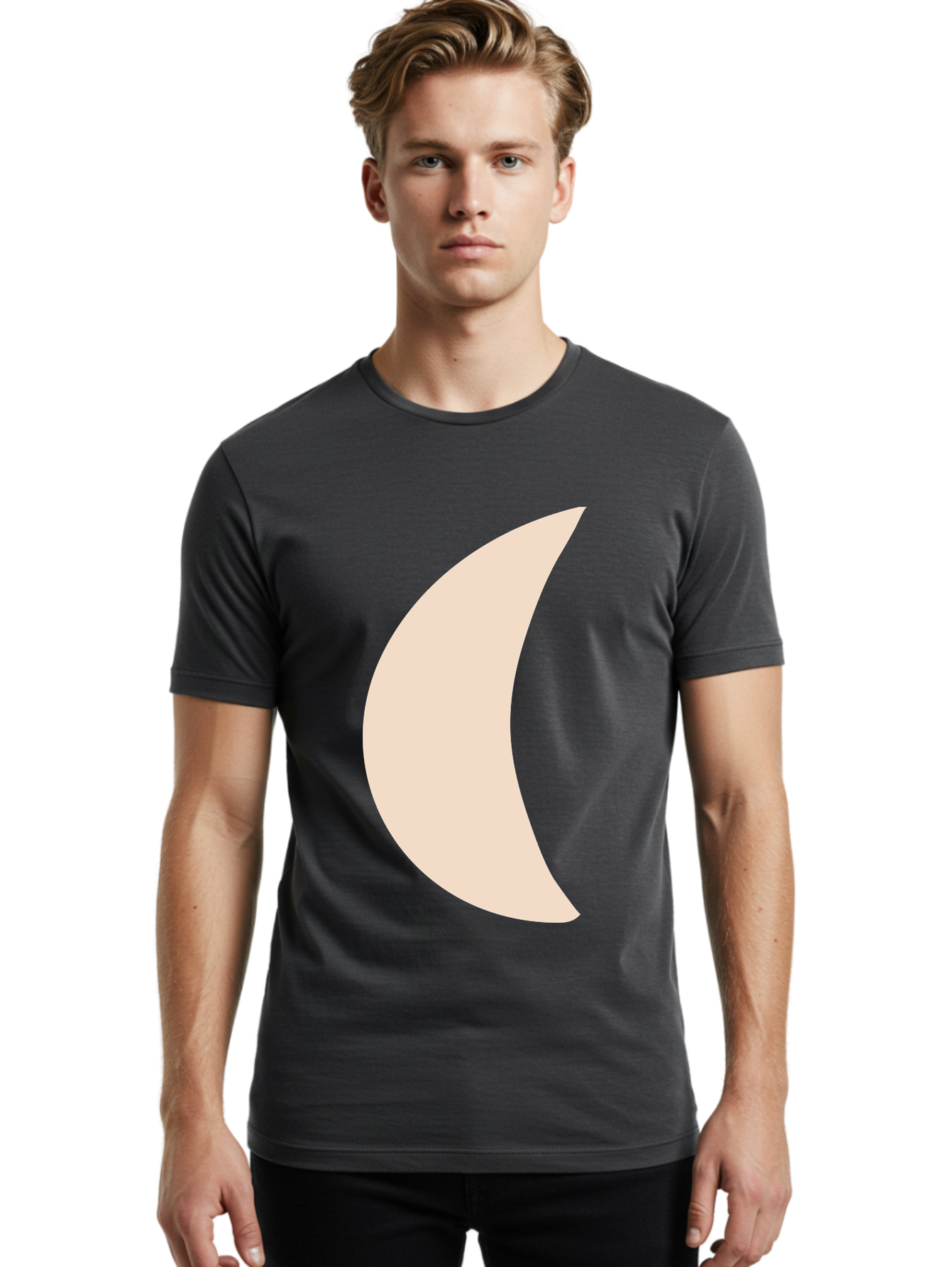Moon Men'S Graphic Tee, 100% Cotton, Comfortable Casual Summer Wear, Machine Washable, Crescent Moon, Moon Shape, Minimalist Design, Simple Art, Lunar Symbol, Celestial Body, Abstract Illustration Aae032 30