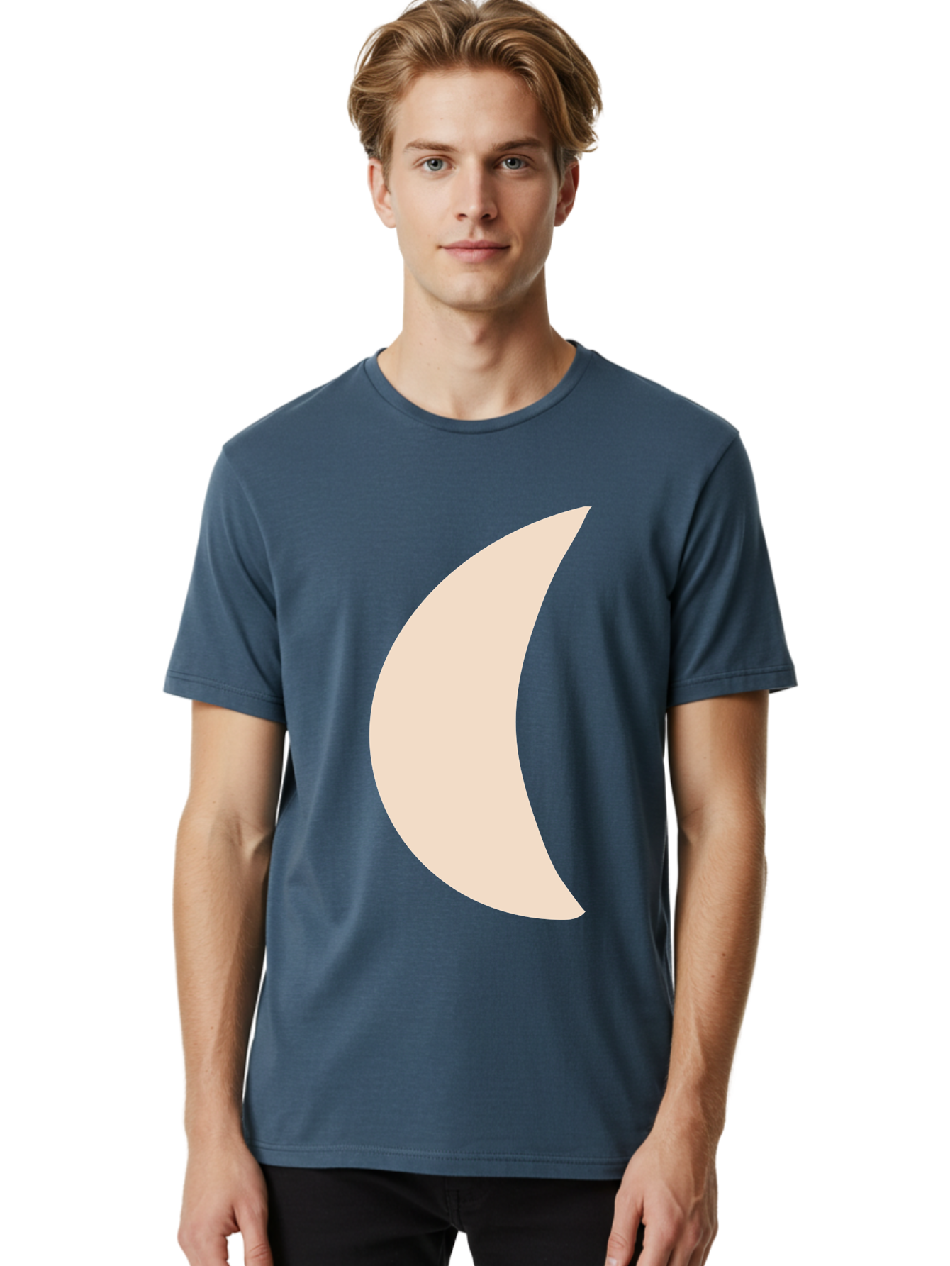 Moon Men'S Graphic Tee, 100% Cotton, Comfortable Casual Summer Wear, Machine Washable, Crescent Moon, Moon Shape, Minimalist Design, Simple Art, Lunar Symbol, Celestial Body, Abstract Illustration Aae032 22