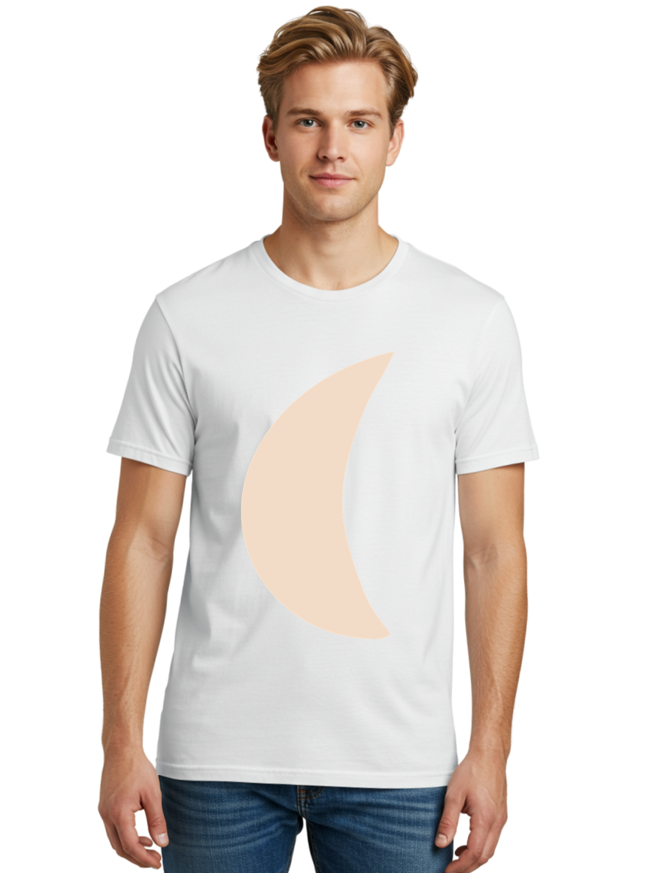 Moon Men'S Graphic Tee, 100% Cotton, Comfortable Casual Summer Wear, Machine Washable, Crescent Moon, Moon Shape, Minimalist Design, Simple Art, Lunar Symbol, Celestial Body, Abstract Illustration Aae032 8