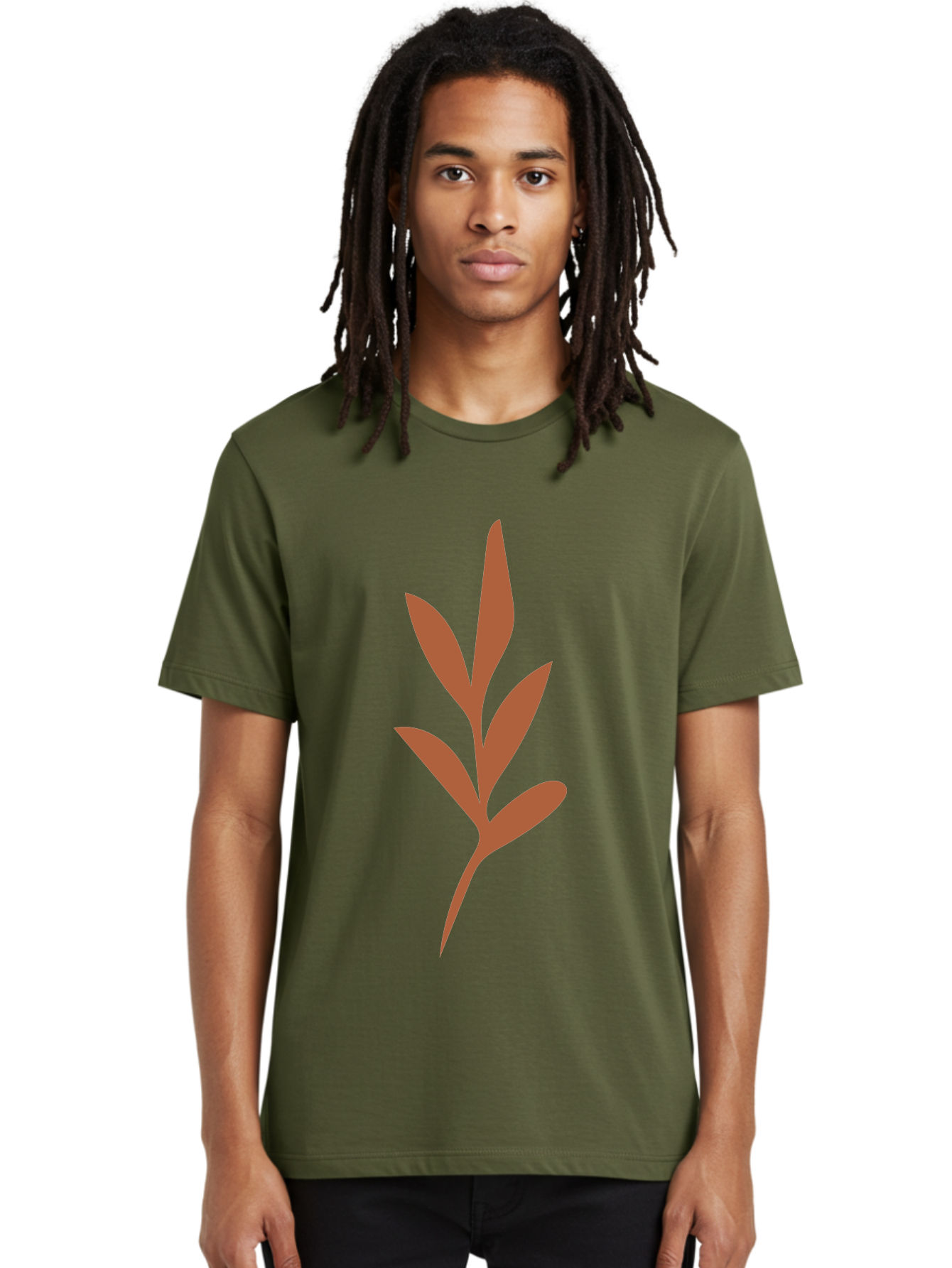 Olive-Branch Men'S Graphic Tee, 100% Cotton, Comfortable Casual Summer Wear, Machine Washable, Red Leaves, Leafy Branch, Minimalist Design, Simple Graphics, Red Foliage, Leaf Silhouette, Natural Elements, Graphic Art Aae035 28