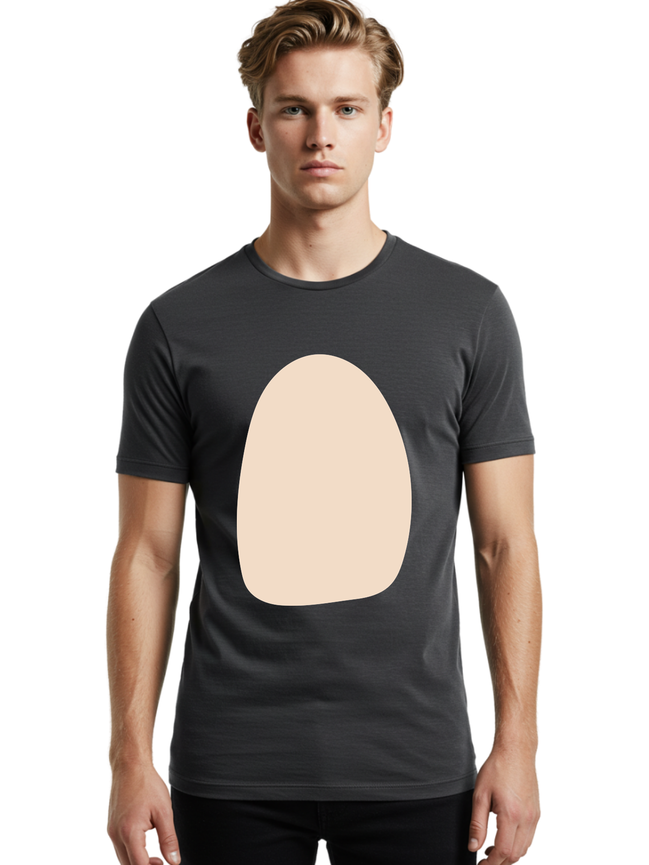 Oval-Shape-1 Men'S Graphic Tee, 100% Cotton, Comfortable Casual Summer Wear, Machine Washable, Oval Shape, Soft Peach Color, Minimalist Design, Simple Graphic, Abstract Shape, Modern Art Aae037 12