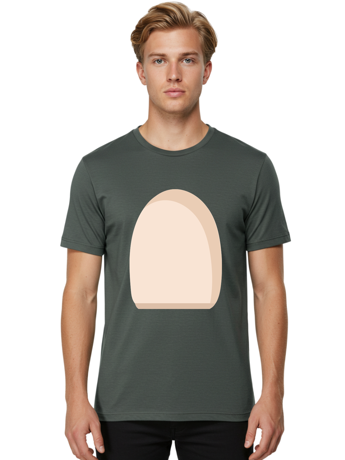 Oval-Shape-2 Men'S Graphic Tee, 100% Cotton, Comfortable Casual Summer Wear, Machine Washable, Oval Shape, Egg Shape, Simple Design, Minimalist Art, Beige Color, Soft Graphics, Abstract Form, Digital Illustration Aae038 4