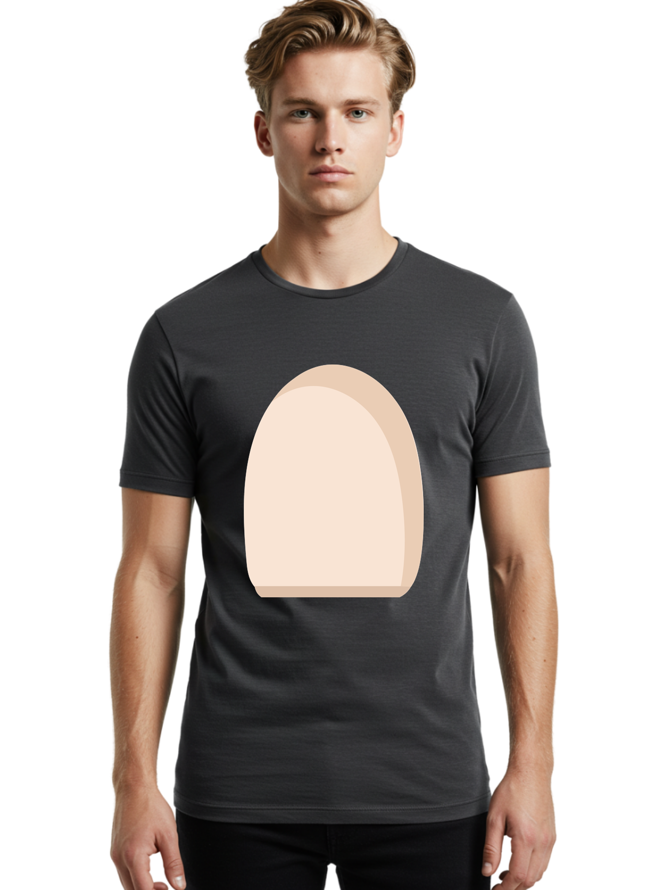 Oval-Shape-2 Men'S Graphic Tee, 100% Cotton, Comfortable Casual Summer Wear, Machine Washable, Oval Shape, Egg Shape, Simple Design, Minimalist Art, Beige Color, Soft Graphics, Abstract Form, Digital Illustration Aae038 18