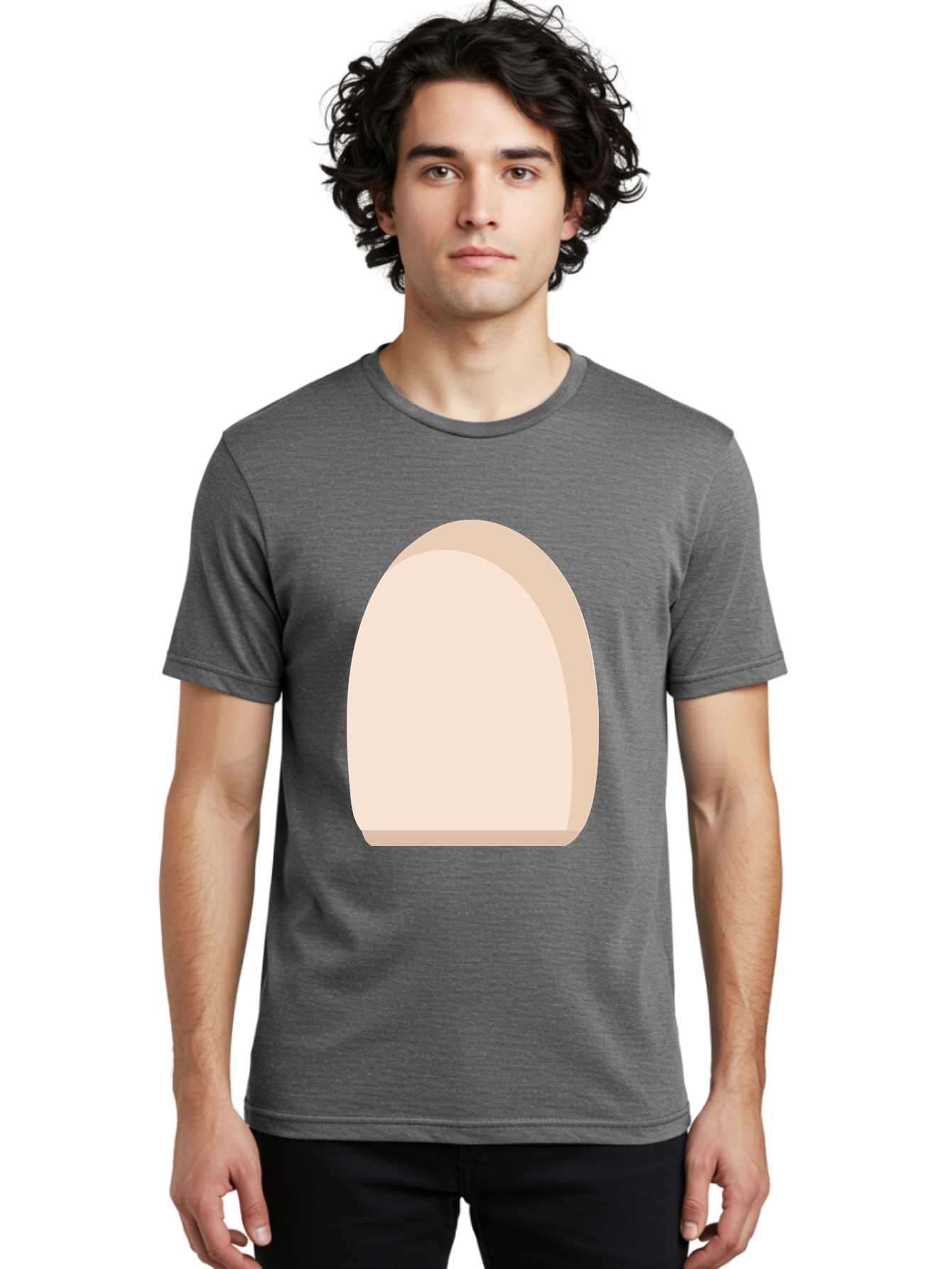 Oval-Shape-2 Men'S Graphic Tee, 100% Cotton, Comfortable Casual Summer Wear, Machine Washable, Oval Shape, Egg Shape, Simple Design, Minimalist Art, Beige Color, Soft Graphics, Abstract Form, Digital Illustration Aae038 6