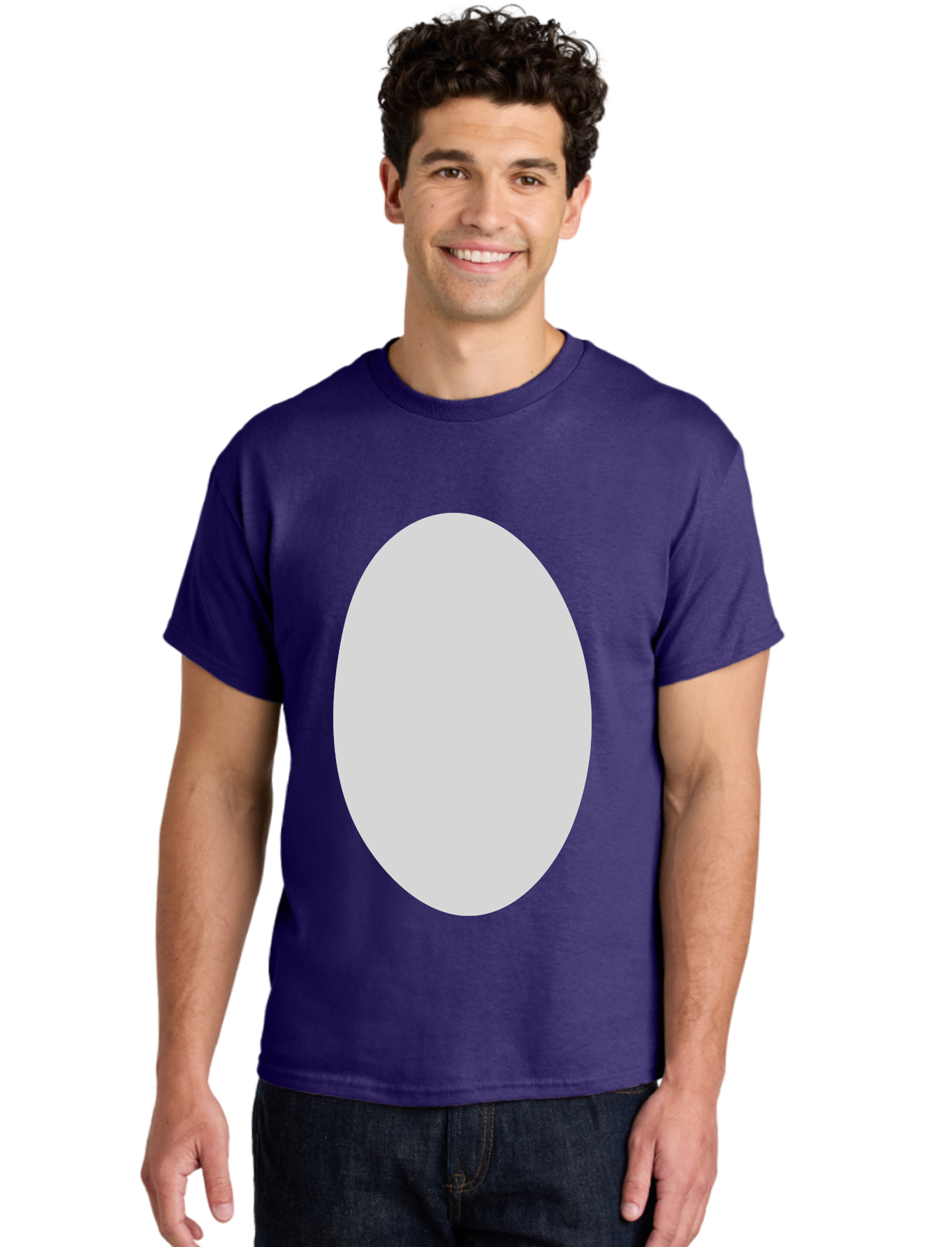 Oval Men'S Graphic Tee, 100% Cotton, Comfortable Casual Summer Wear, Machine Washable, White Oval Shape, Simple Design, Minimalist Art, Geometric Figure, Abstract Element, Clean Lines, Modern Aesthetic Aae040 16