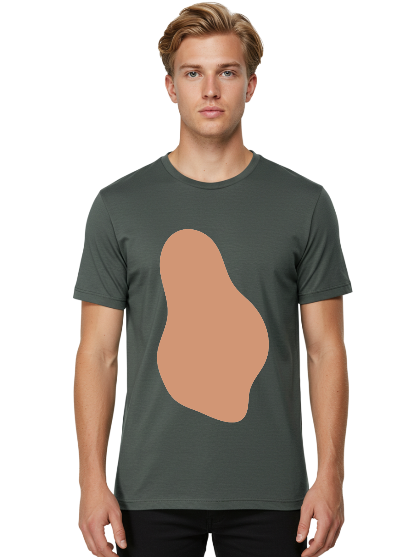 Peanut Men'S Graphic Tee, 100% Cotton, Comfortable Casual Summer Wear, Machine Washable, Peanut Shaped Object, Light Brown Color, Irregular Shape, Abstract Design, Simple Graphic, Minimalist Art Aae041 8