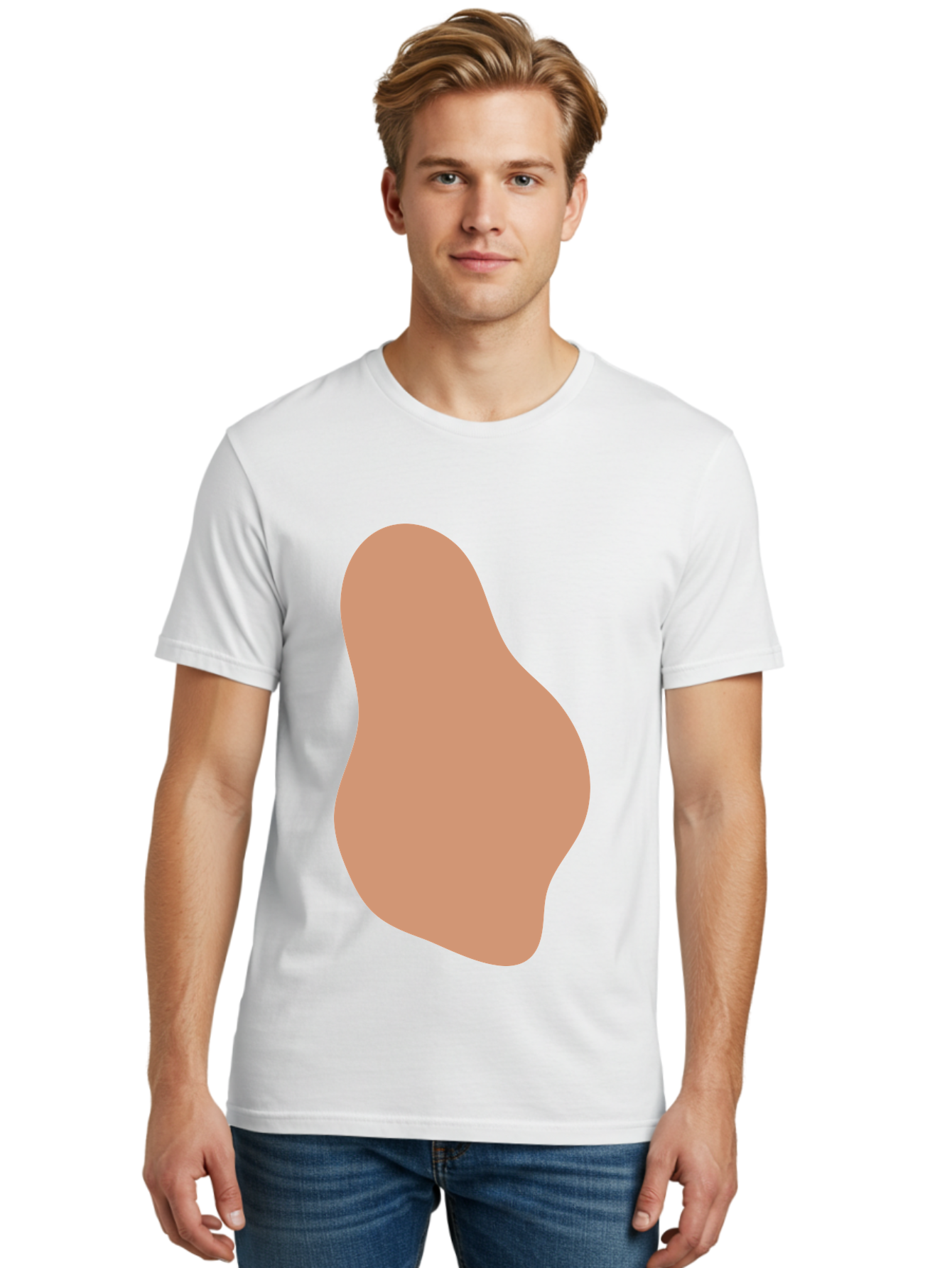 Peanut Men'S Graphic Tee, 100% Cotton, Comfortable Casual Summer Wear, Machine Washable, Peanut Shaped Object, Light Brown Color, Irregular Shape, Abstract Design, Simple Graphic, Minimalist Art Aae041 6