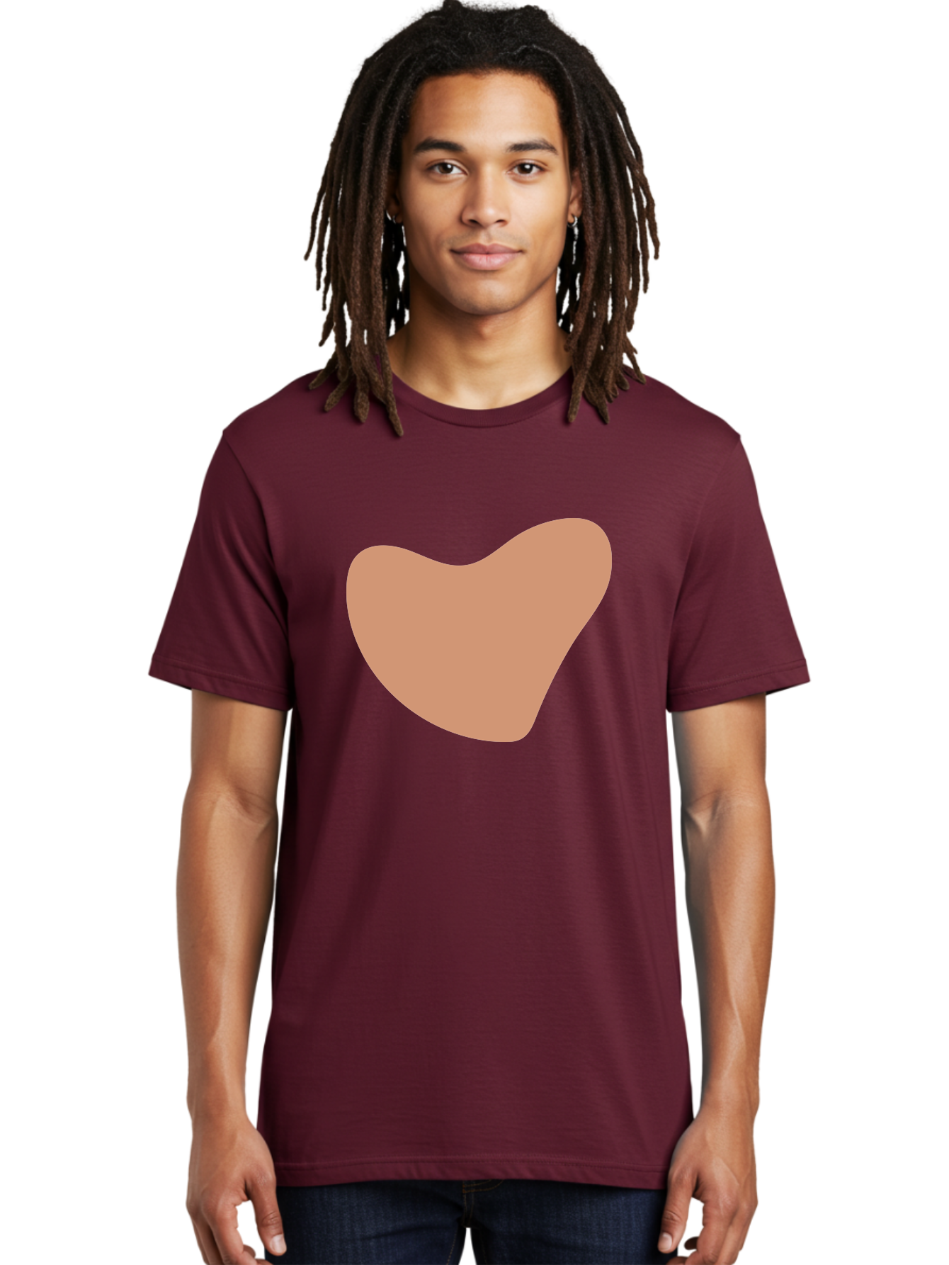 Pink-Shape Men'S Graphic Tee, 100% Cotton, Comfortable Casual Summer Wear, Machine Washable, Peach-Colored Shape, Smooth Texture, Abstract Design, Minimalist Art, Modern Graphic, Simple Form Aae042 26