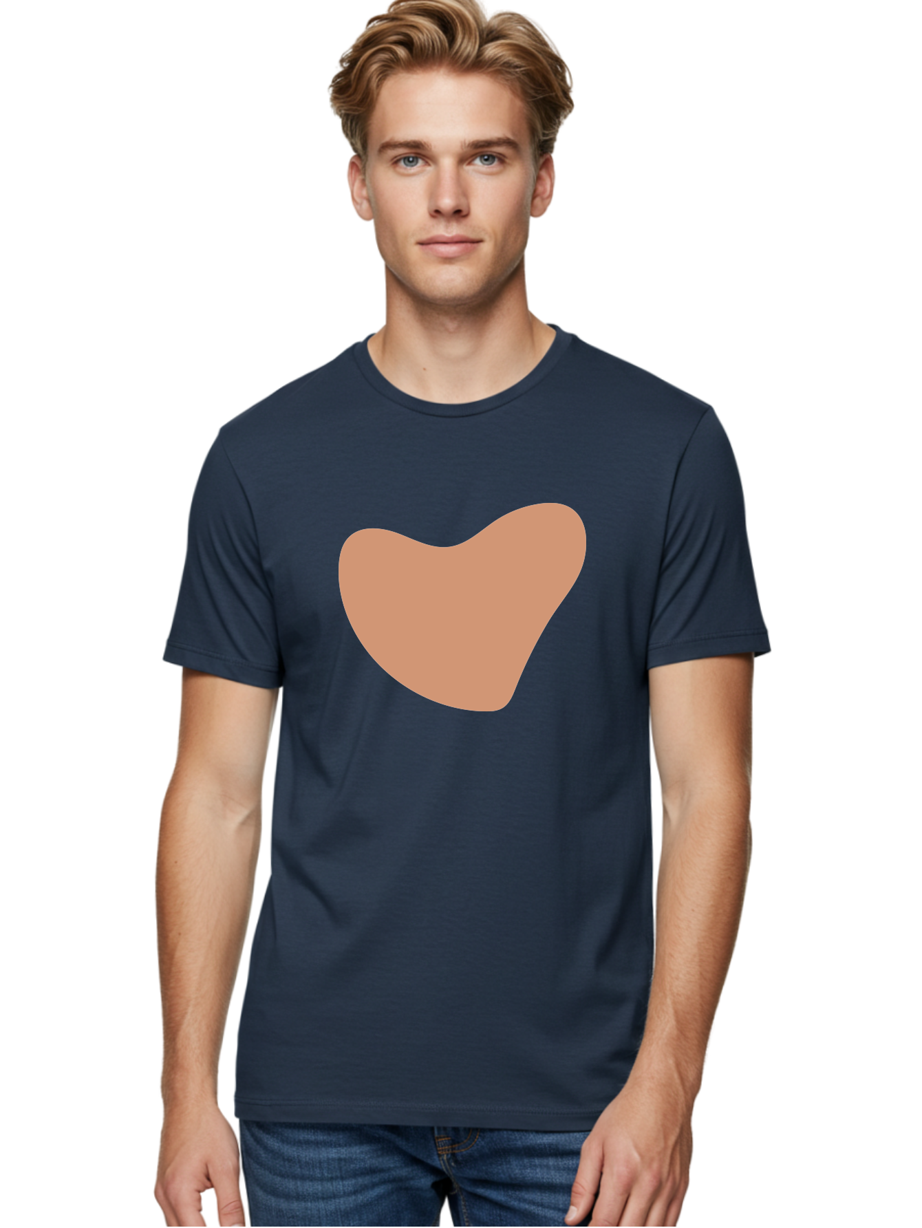 Pink-Shape Men'S Graphic Tee, 100% Cotton, Comfortable Casual Summer Wear, Machine Washable, Peach-Colored Shape, Smooth Texture, Abstract Design, Minimalist Art, Modern Graphic, Simple Form Aae042 8