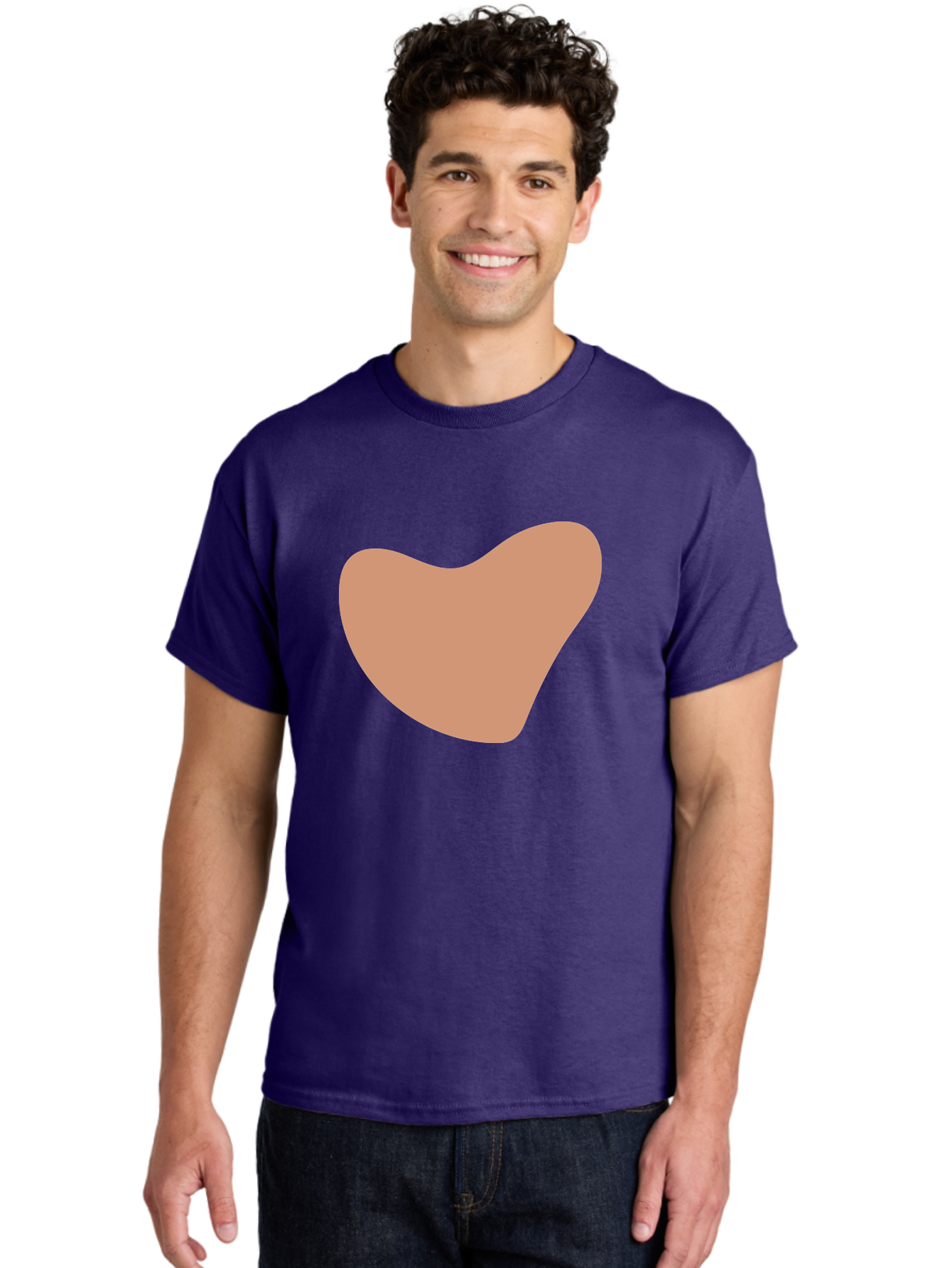 Pink-Shape Men'S Graphic Tee, 100% Cotton, Comfortable Casual Summer Wear, Machine Washable, Peach-Colored Shape, Smooth Texture, Abstract Design, Minimalist Art, Modern Graphic, Simple Form Aae042 10