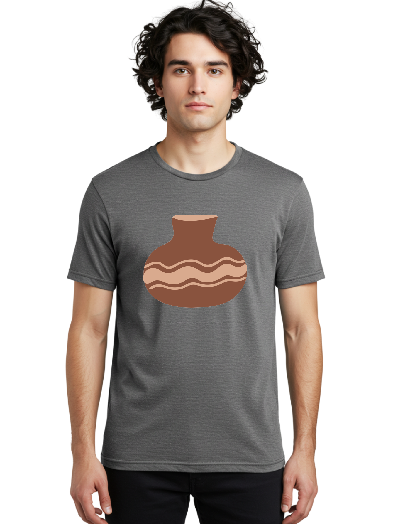 Pottery-Vase Men'S Graphic Tee, 100% Cotton, Comfortable Casual Summer Wear, Machine Washable, Clay Pot, Wavy Stripes, Decorative Design, Earthy Tones, Traditional Pottery, Handmade Ceramics, Simple Elegance, Rustic Charm Aae046 28