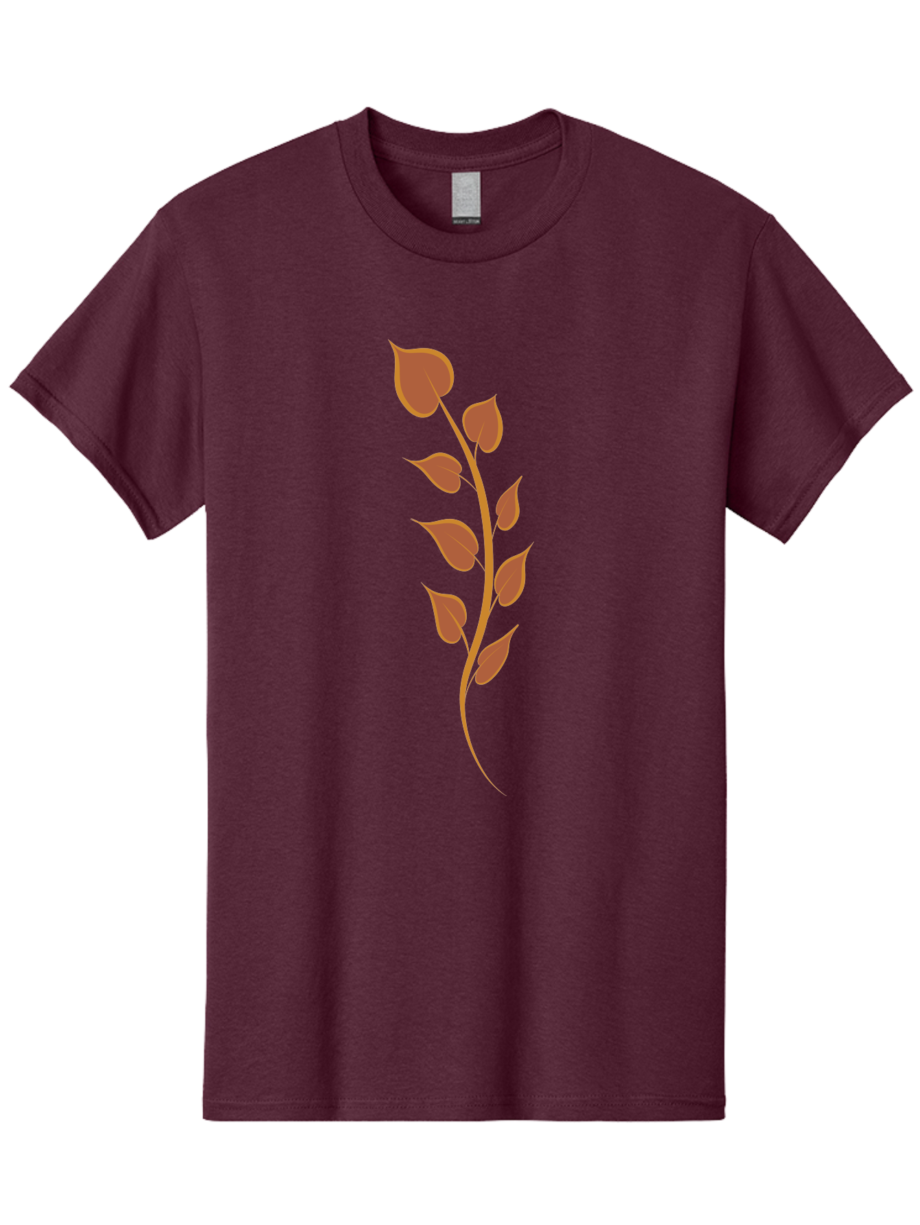 Red-Leaves-Stem Men'S Graphic Tee, 100% Cotton, Comfortable Casual Summer Wear, Machine Washable, Red Stem, Red Leaves, Simple Design, Digital Illustration, Botanical Art, Minimalist Style, Leaf Pattern, Graphic Element Aae048 9