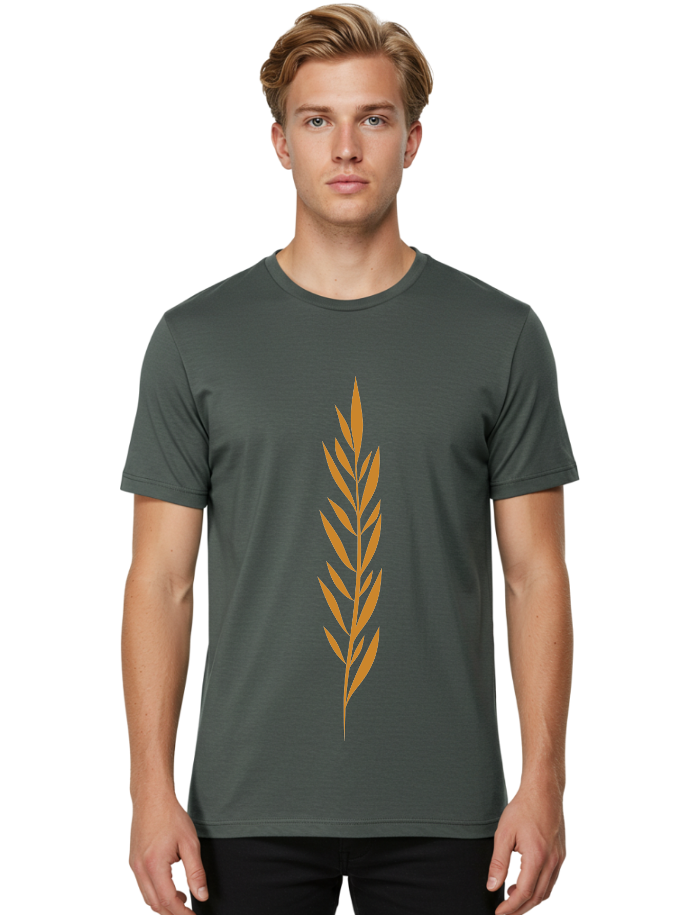Red-Leaves Men'S Graphic Tee, 100% Cotton, Comfortable Casual Summer Wear, Machine Washable, Red Branch Graphic, Simple Leaf Design, Minimalist Art, Coral Color, Abstract Shape, Futuristic Look, Modern Illustration, Leafy Pattern Aae049 2