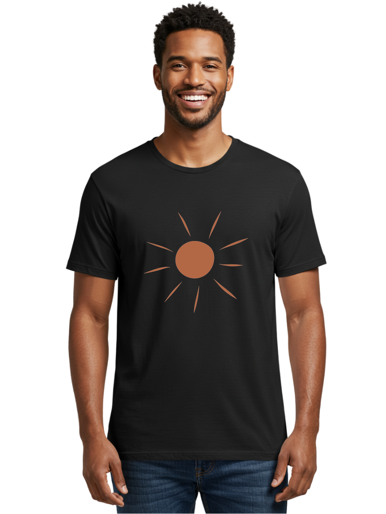Red-Sun Men'S Graphic Tee, 100% Cotton, Comfortable Casual Summer Wear, Machine Washable, Sun Symbol, Red Circle, Radiating Lines, Minimalist Design, Simple Graphics, Abstract Art, Symbolic Representation Aae050 20