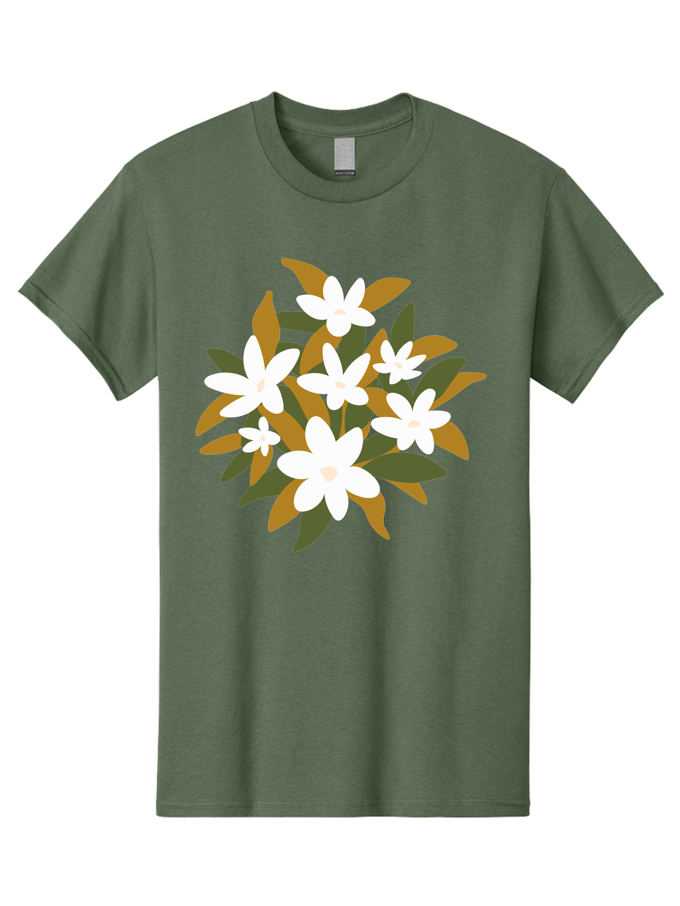 White-Flowers Men'S Graphic Tee, 100% Cotton, Comfortable Casual Summer Wear, Machine Washable, White Flowers, Garden Flowers, Floral Arrangement, Leafy Greens, Brown Leaves, Blooming Flowers, Flower Bouquet, Simple Design Aae062 7