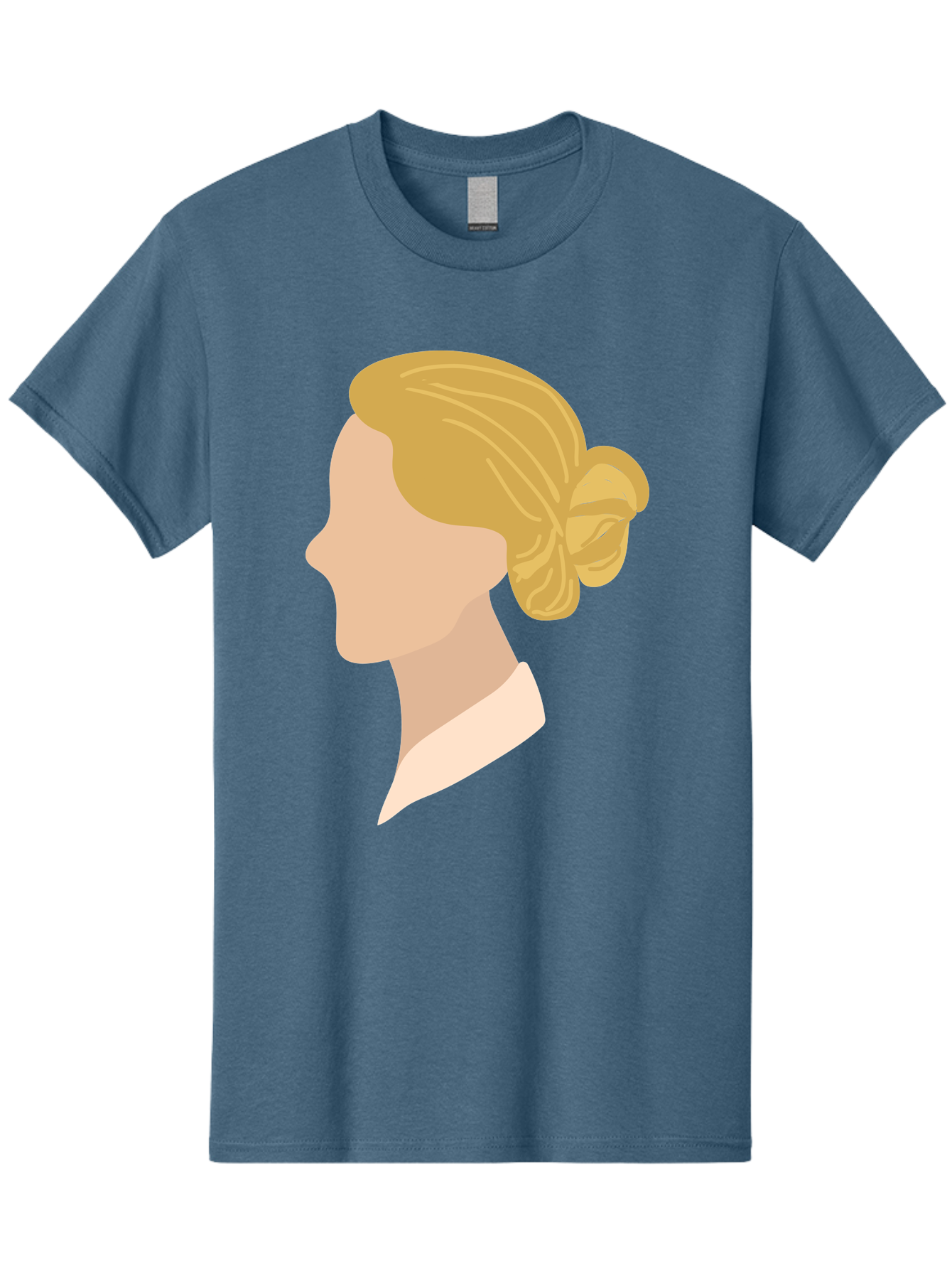 Woman-Profile Men'S Graphic Tee, 100% Cotton, Comfortable Casual Summer Wear, Machine Washable, Blonde Woman, Side Profile, Minimalist Design, Clean Lines, Simple Shapes, Elegant Hairstyle, Professional Illustration, Modern Art, Female Profile Aae065 11