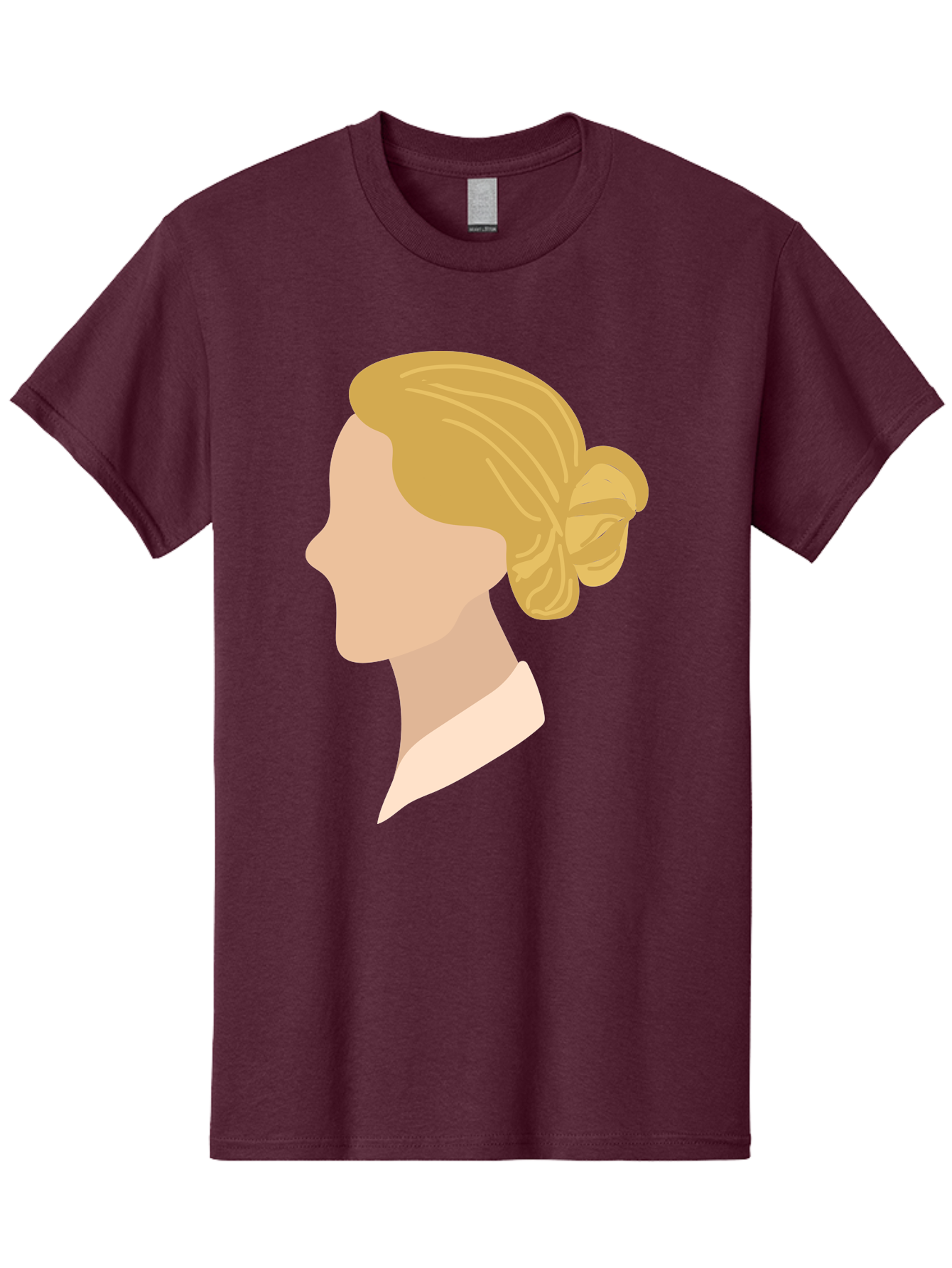 Woman-Profile Men'S Graphic Tee, 100% Cotton, Comfortable Casual Summer Wear, Machine Washable, Blonde Woman, Side Profile, Minimalist Design, Clean Lines, Simple Shapes, Elegant Hairstyle, Professional Illustration, Modern Art, Female Profile Aae065 19