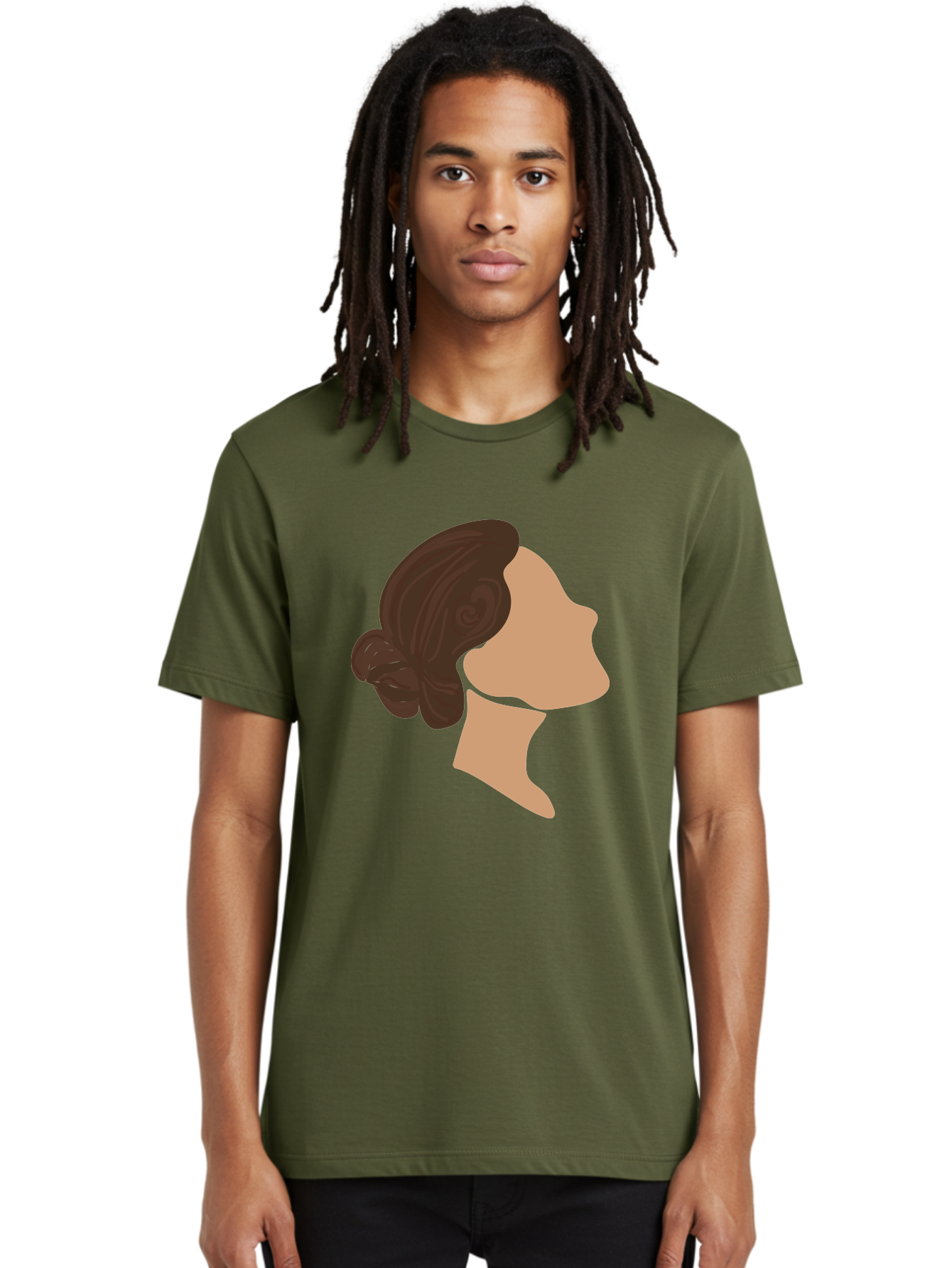 Woman-S-Profile Men'S Graphic Tee, 100% Cotton, Comfortable Casual Summer Wear, Machine Washable, Woman'S Silhouette, Profile View, Brunette Hair, Elegant Hairstyle, Simple Design, Minimalist Art, Female Figure Aae066 8