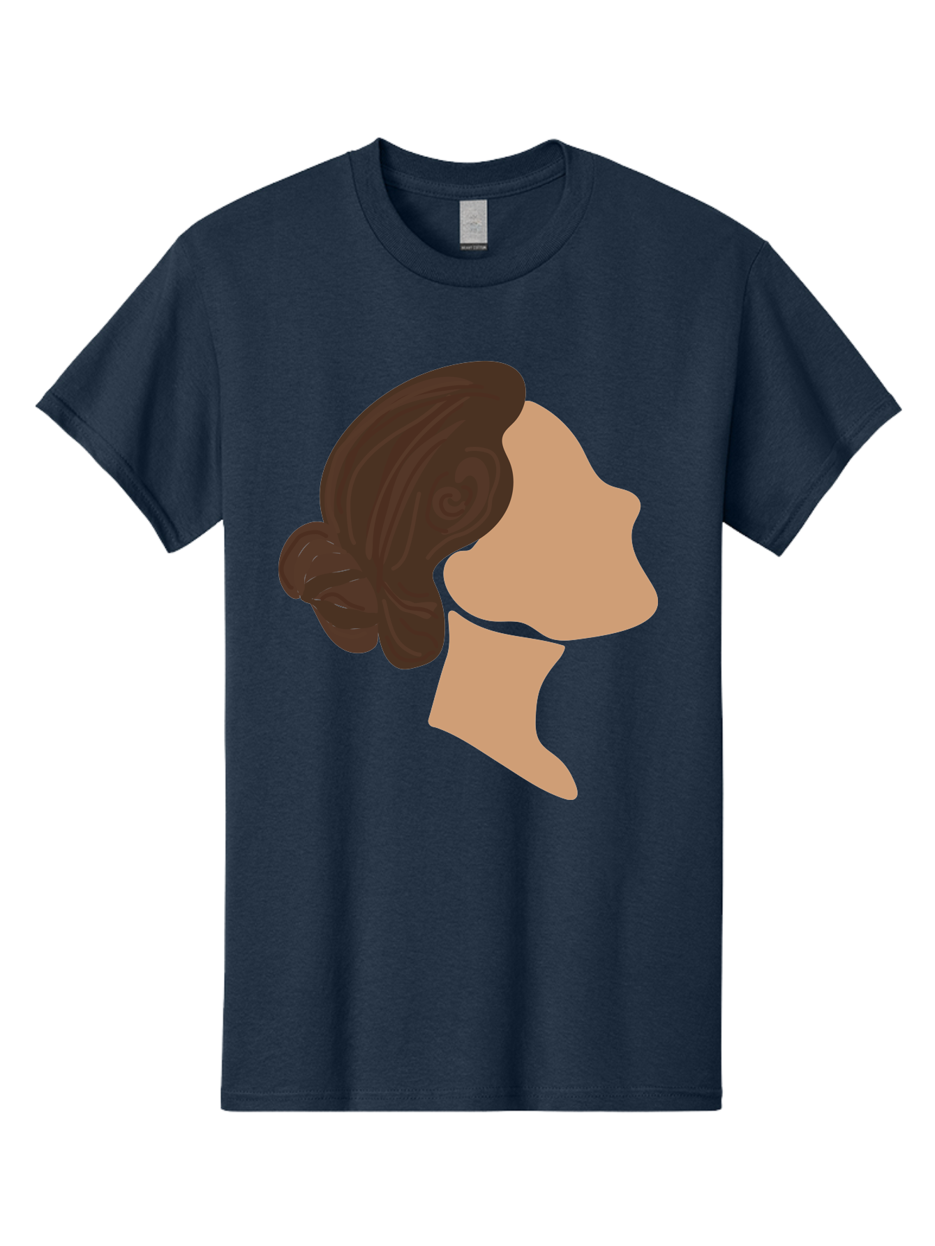 Woman-S-Profile Men'S Graphic Tee, 100% Cotton, Comfortable Casual Summer Wear, Machine Washable, Woman'S Silhouette, Profile View, Brunette Hair, Elegant Hairstyle, Simple Design, Minimalist Art, Female Figure Aae066 25