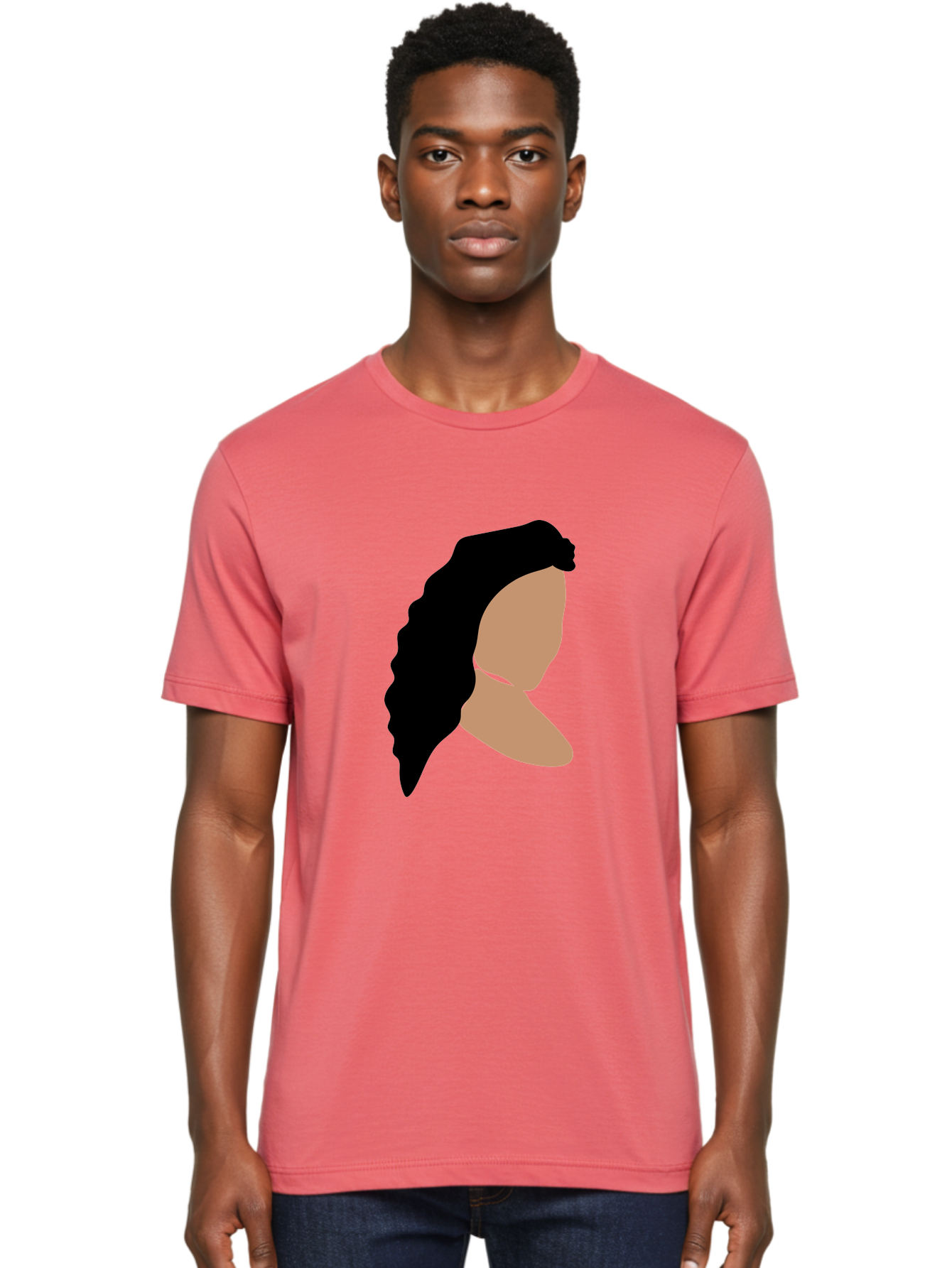 Woman-With-Faceless-Profile Men'S Graphic Tee, 100% Cotton, Comfortable Casual Summer Wear, Machine Washable, Woman With Long Hair, Female Profile, Abstract Portrait, Minimalist Design, Modern Art, Digital Illustration, Simple Shapes, Aae071 12