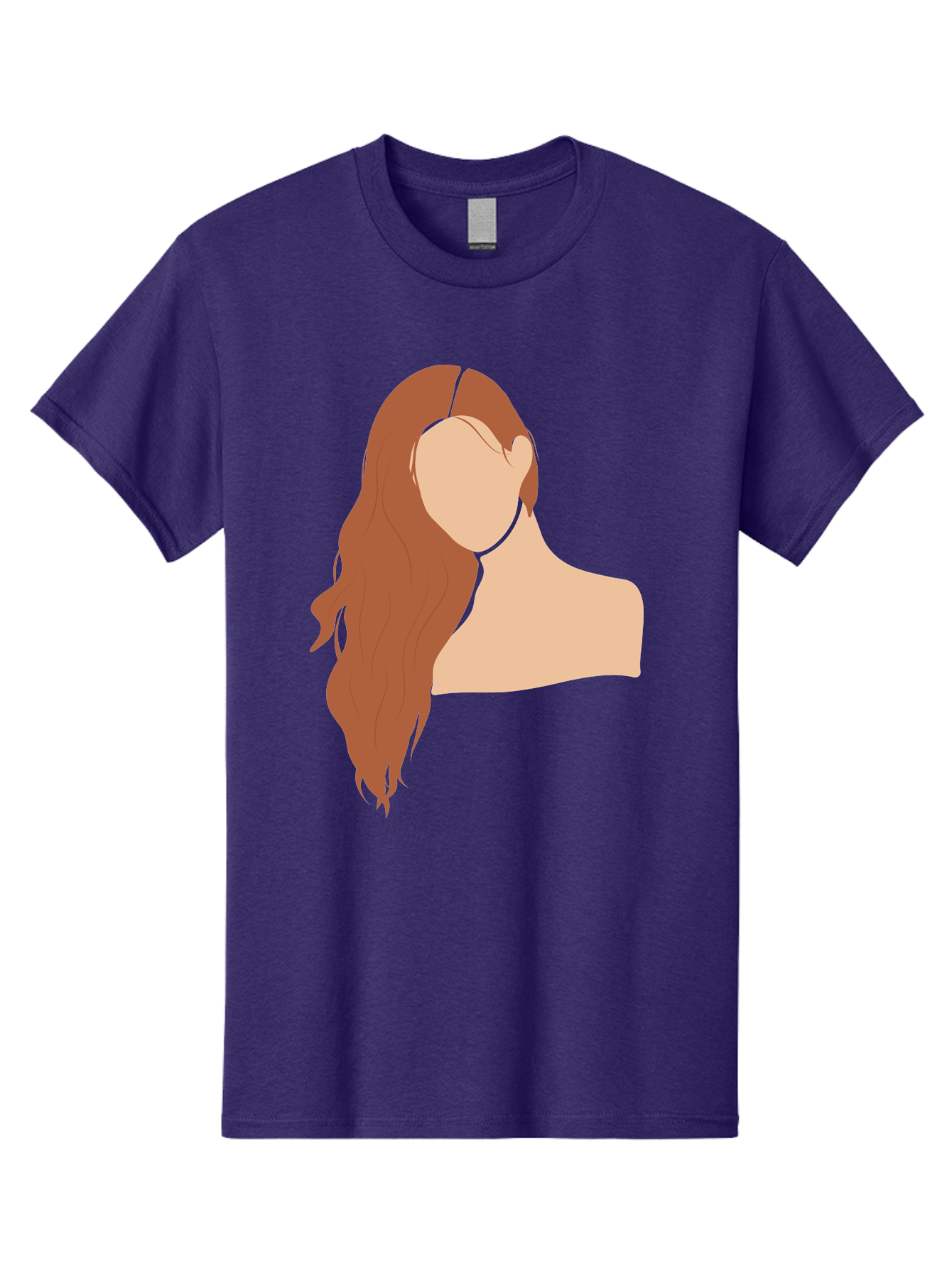 Woman-With-Long-Hair Men'S Graphic Tee, 100% Cotton, Comfortable Casual Summer Wear, Machine Washable, Woman With Long Hair, Red Hair, Shoulder-Length Locks, Faceless Portrait, Minimalist Art, Simple Shapes, Elegant Hairstyle, Aae081 11