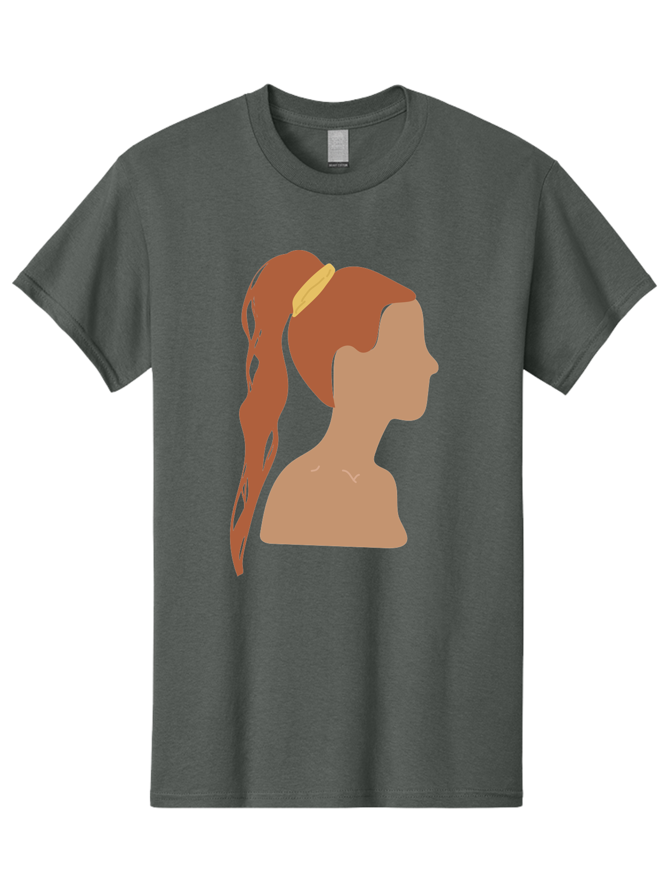Woman-With-Pigtail Men'S Graphic Tee, 100% Cotton, Comfortable Casual Summer Wear, Machine Washable, Girl Profile, Pigtail Hairstyle, Yellow Hairband, Simple Illustration, Minimalist Design, Elegant Look, Simple Shapes, Cartoon-Style, Aae082 13