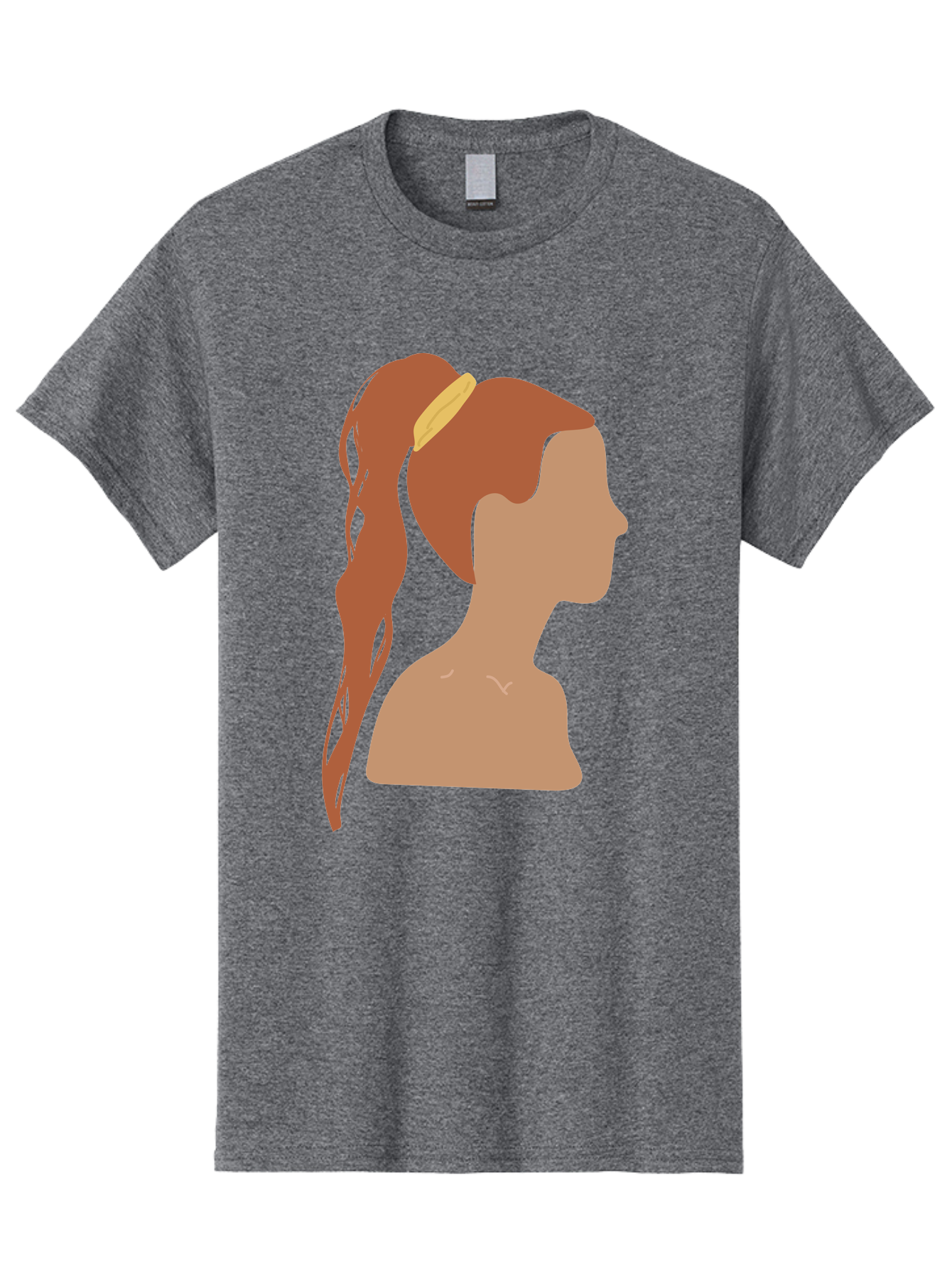 Woman-With-Pigtail Men'S Graphic Tee, 100% Cotton, Comfortable Casual Summer Wear, Machine Washable, Girl Profile, Pigtail Hairstyle, Yellow Hairband, Simple Illustration, Minimalist Design, Elegant Look, Simple Shapes, Cartoon-Style, Aae082 9
