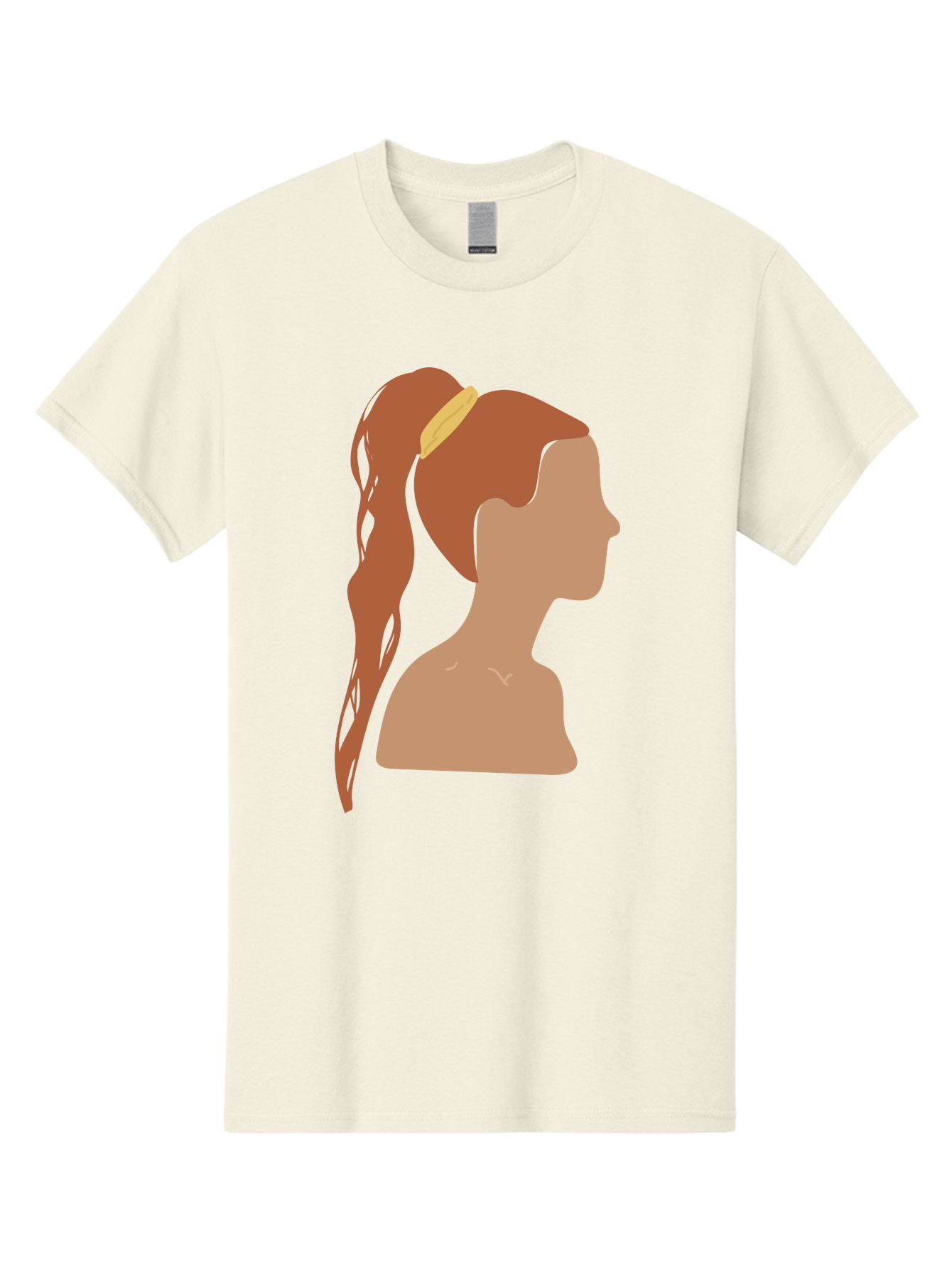 Woman-With-Pigtail Men'S Graphic Tee, 100% Cotton, Comfortable Casual Summer Wear, Machine Washable, Girl Profile, Pigtail Hairstyle, Yellow Hairband, Simple Illustration, Minimalist Design, Elegant Look, Simple Shapes, Cartoon-Style, Aae082 11