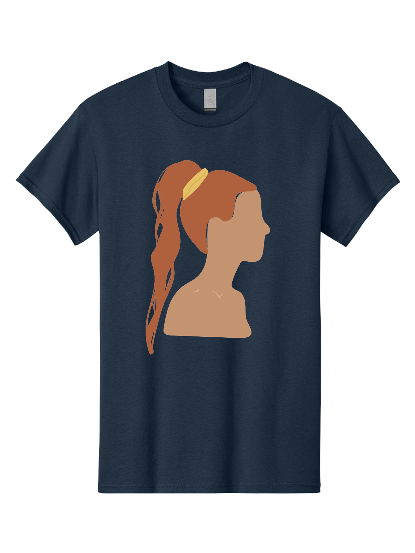 Woman-With-Pigtail Men'S Graphic Tee, 100% Cotton, Comfortable Casual Summer Wear, Machine Washable, Girl Profile, Pigtail Hairstyle, Yellow Hairband, Simple Illustration, Minimalist Design, Elegant Look, Simple Shapes, Cartoon-Style, Aae082 3