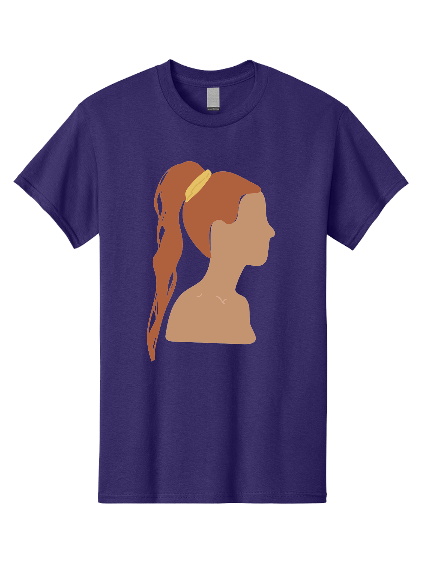 Woman-With-Pigtail Men'S Graphic Tee, 100% Cotton, Comfortable Casual Summer Wear, Machine Washable, Girl Profile, Pigtail Hairstyle, Yellow Hairband, Simple Illustration, Minimalist Design, Elegant Look, Simple Shapes, Cartoon-Style, Aae082 27