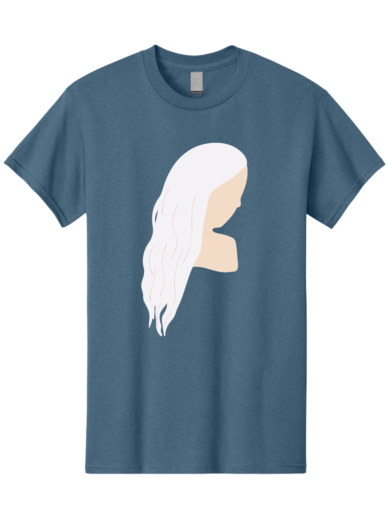 Woman-With-White-Hair Men'S Graphic Tee, 100% Cotton, Comfortable Casual Summer Wear, Machine Washable, Woman With White Hair, Long Hair, Side View, Female Profile, Wavy Hair Texture, Minimalist Design, Simple Illustration, Aae084 27