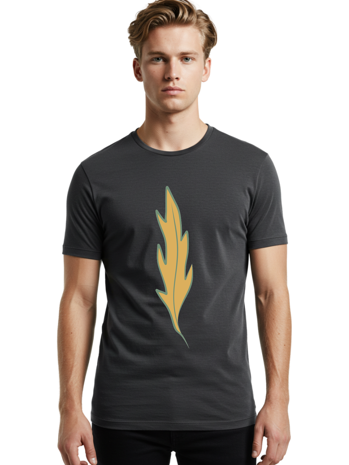 Yellow-Leaf-1 Men'S Graphic Tee, 100% Cotton, Comfortable Casual Summer Wear, Machine Washable, Autumn Leaf, Fall Foliage, Yellow Leaf, Oak Tree, Natural Design, Leaf Illustration, Seasonal Symbol, Botanical Icon, Vibrant Color Aae085 12