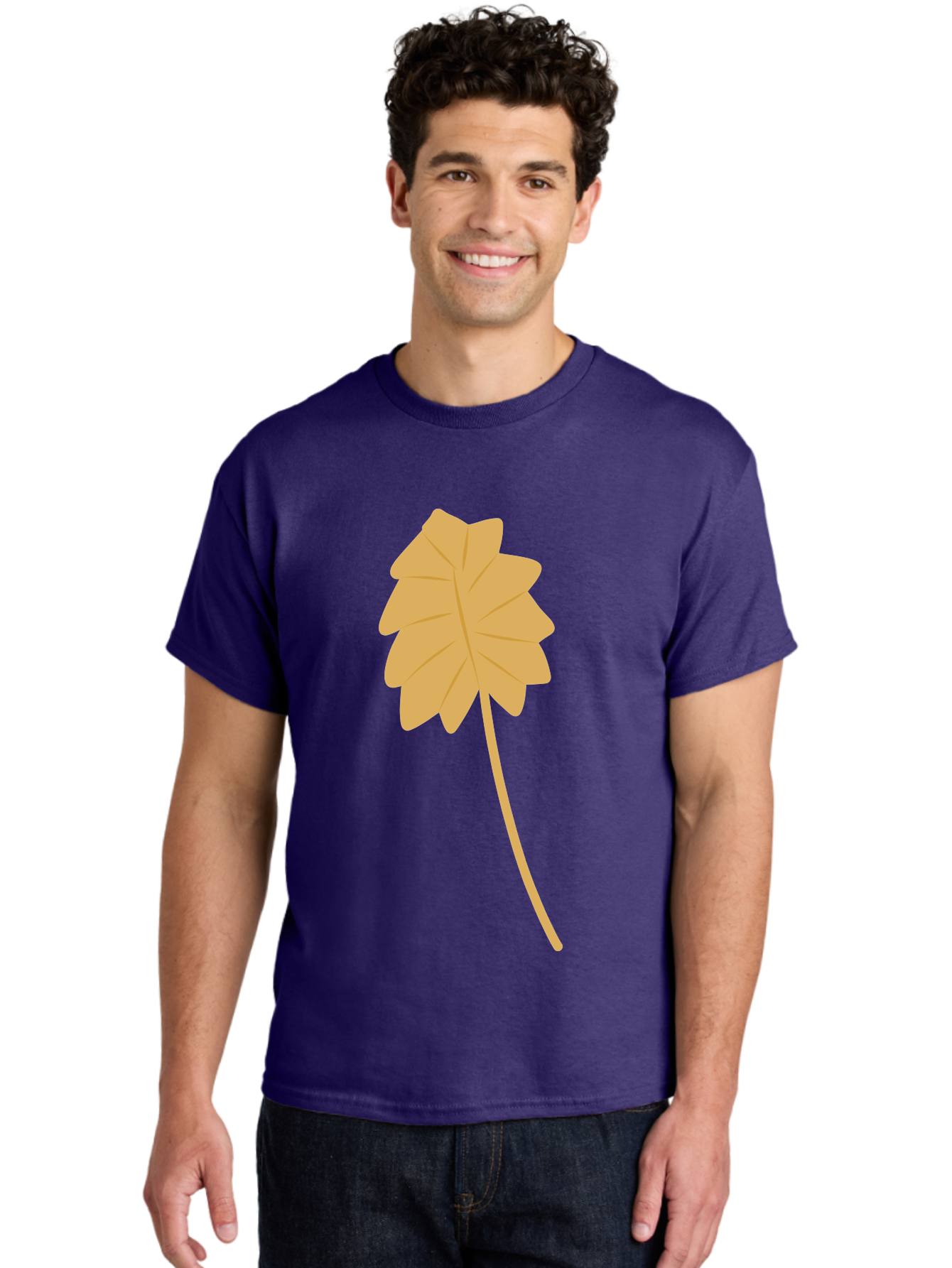 Yellow-Leaf Men'S Graphic Tee, 100% Cotton, Comfortable Casual Summer Wear, Machine Washable, Yellow Leaf, Autumn Leaf, Fall Foliage, Nature Illustration, Single Leaf, Simple Design, Leaf Icon, Graphic Leaf Aae087 6