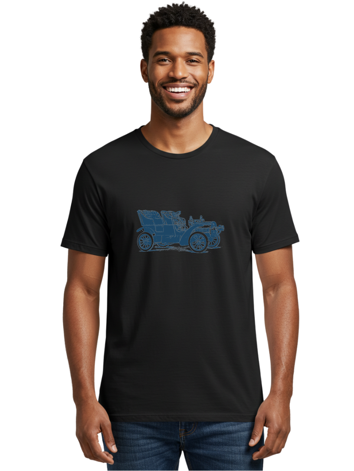 1900S Roadster Drawing Men'S Graphic Tee, 100% Cotton, Comfortable Casual Summer Wear, Machine Washable, Vintage Car, Classic Automobile, Antique Vehicle, Old-Fashioned Transportation, Horse-Less Carriage, Early 20Th Century Car, Retro Style Aae089 6