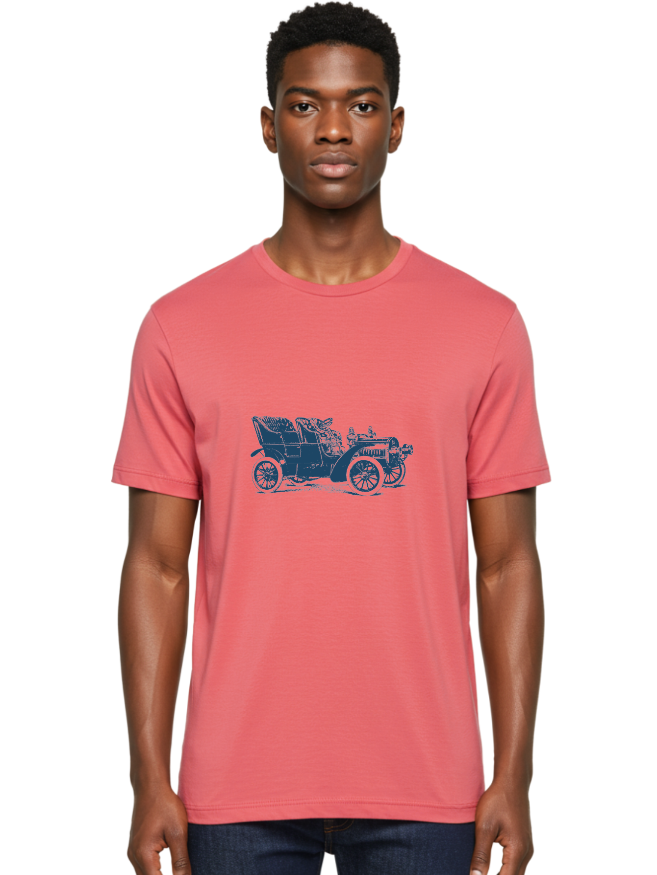 1900S Roadster Drawing Men'S Graphic Tee, 100% Cotton, Comfortable Casual Summer Wear, Machine Washable, Vintage Car, Classic Automobile, Antique Vehicle, Old-Fashioned Transportation, Horse-Less Carriage, Early 20Th Century Car, Retro Style Aae089 28