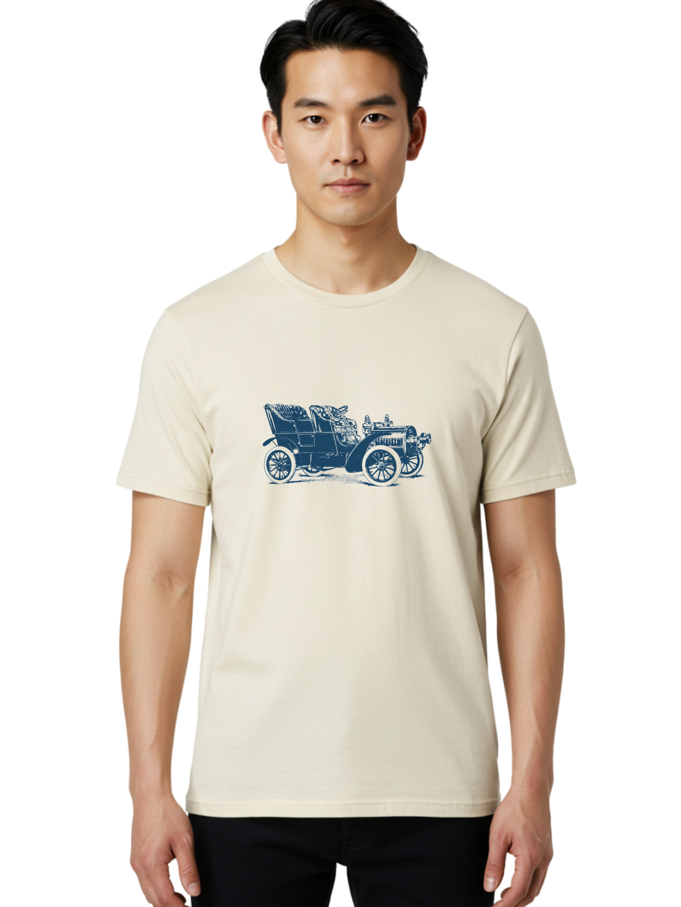 1900S Roadster Drawing Men'S Graphic Tee, 100% Cotton, Comfortable Casual Summer Wear, Machine Washable, Vintage Car, Classic Automobile, Antique Vehicle, Old-Fashioned Transportation, Horse-Less Carriage, Early 20Th Century Car, Retro Style Aae089 26