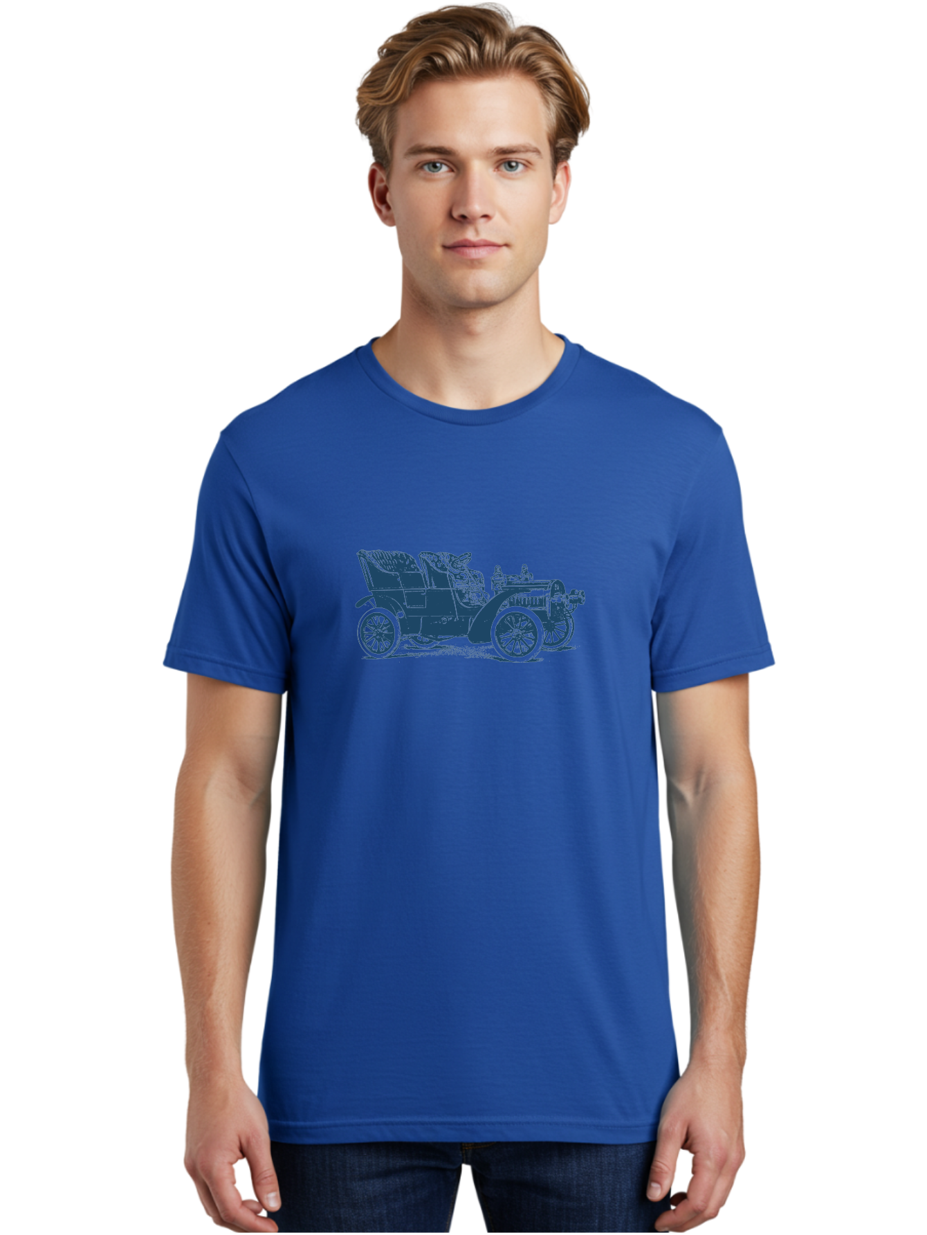 1900S Roadster Drawing Men'S Graphic Tee, 100% Cotton, Comfortable Casual Summer Wear, Machine Washable, Vintage Car, Classic Automobile, Antique Vehicle, Old-Fashioned Transportation, Horse-Less Carriage, Early 20Th Century Car, Retro Style Aae089 22