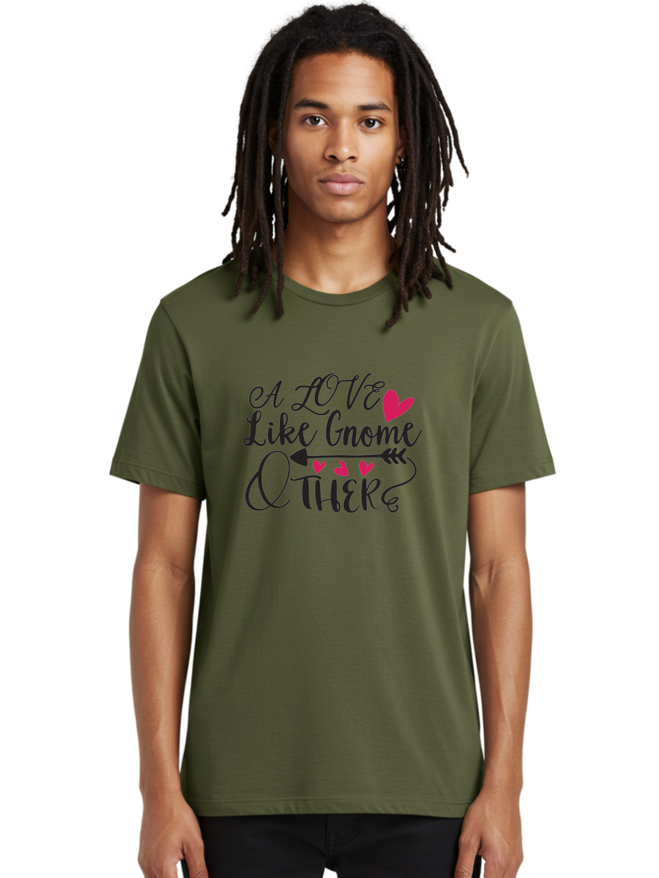 A Love Like Gnome Other Men'S Graphic Tee, 100% Cotton, Comfortable Casual Summer Wear, Machine Washable, Love Quote, Gnome Love, Quirky Phrase, Heartwarming Message, Playful Typography, Cute Design, Whimsical Hearts, Arrow Symbol Aae090 20