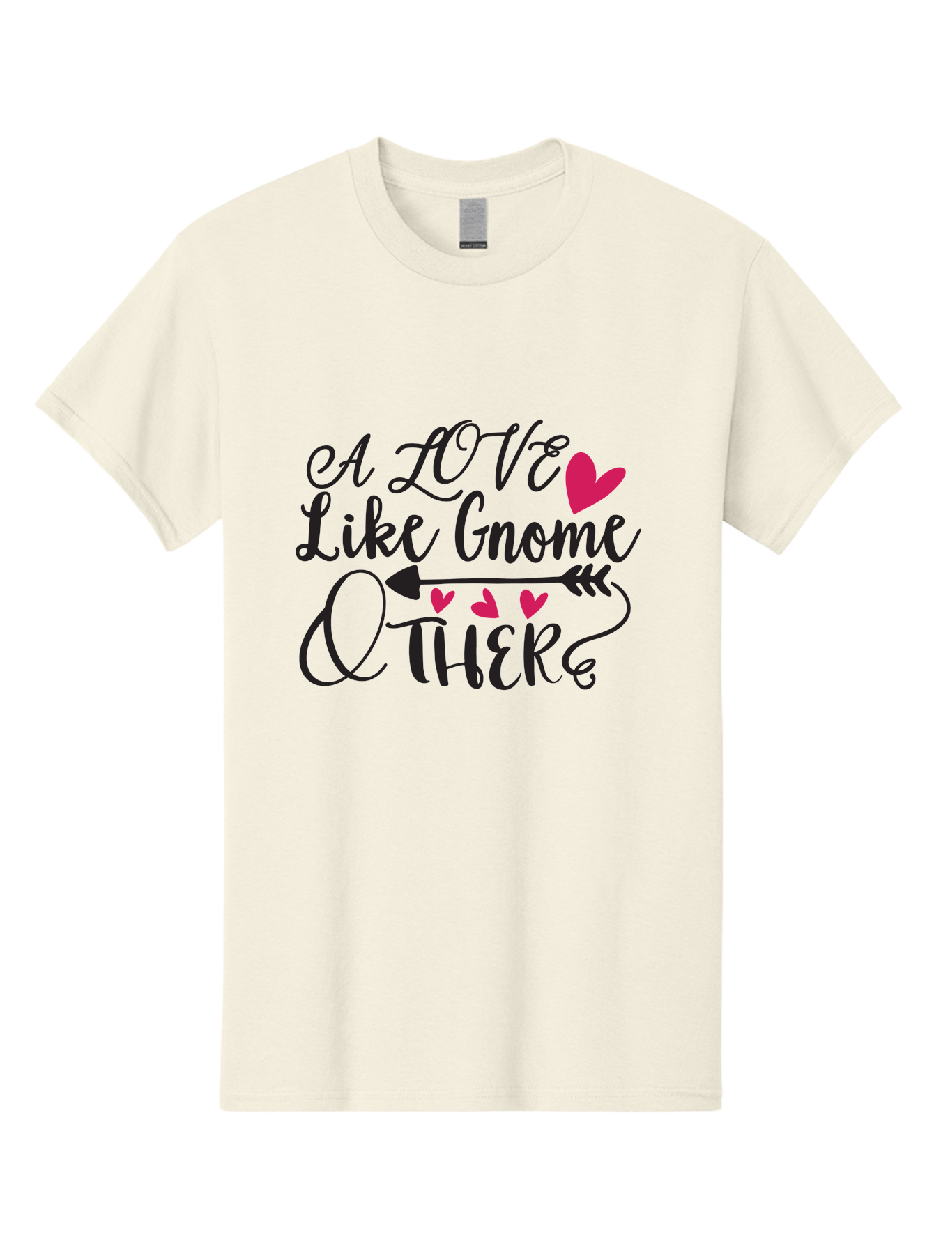 A Love Like Gnome Other Men'S Graphic Tee, 100% Cotton, Comfortable Casual Summer Wear, Machine Washable, Love Quote, Gnome Love, Quirky Phrase, Heartwarming Message, Playful Typography, Cute Design, Whimsical Hearts, Arrow Symbol Aae090 5