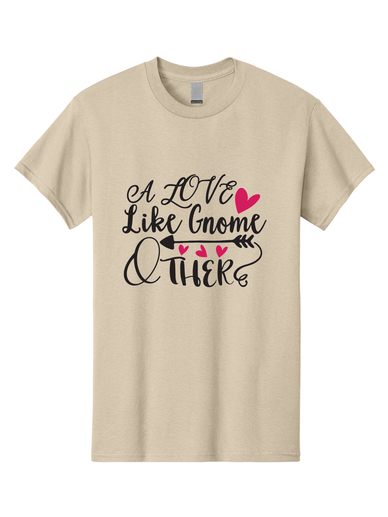A Love Like Gnome Other Men'S Graphic Tee, 100% Cotton, Comfortable Casual Summer Wear, Machine Washable, Love Quote, Gnome Love, Quirky Phrase, Heartwarming Message, Playful Typography, Cute Design, Whimsical Hearts, Arrow Symbol Aae090 23