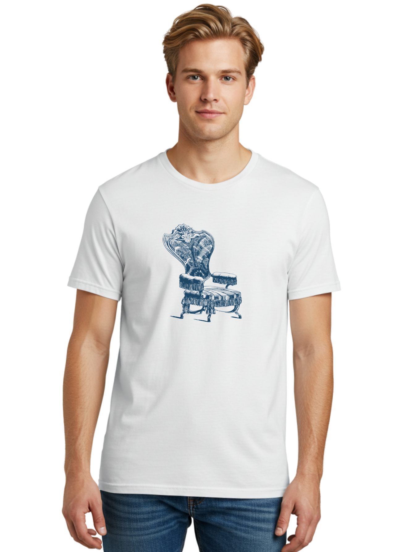Accent Chair Men'S Graphic Tee, 100% Cotton, Comfortable Casual Summer Wear, Machine Washable, Ornate Chair, Luxurious Furniture, Vintage Decor, Elegant Design, Intricate Details, Fringe Trim, Classic Style, Sophisticated Ambiance, Aae092 30